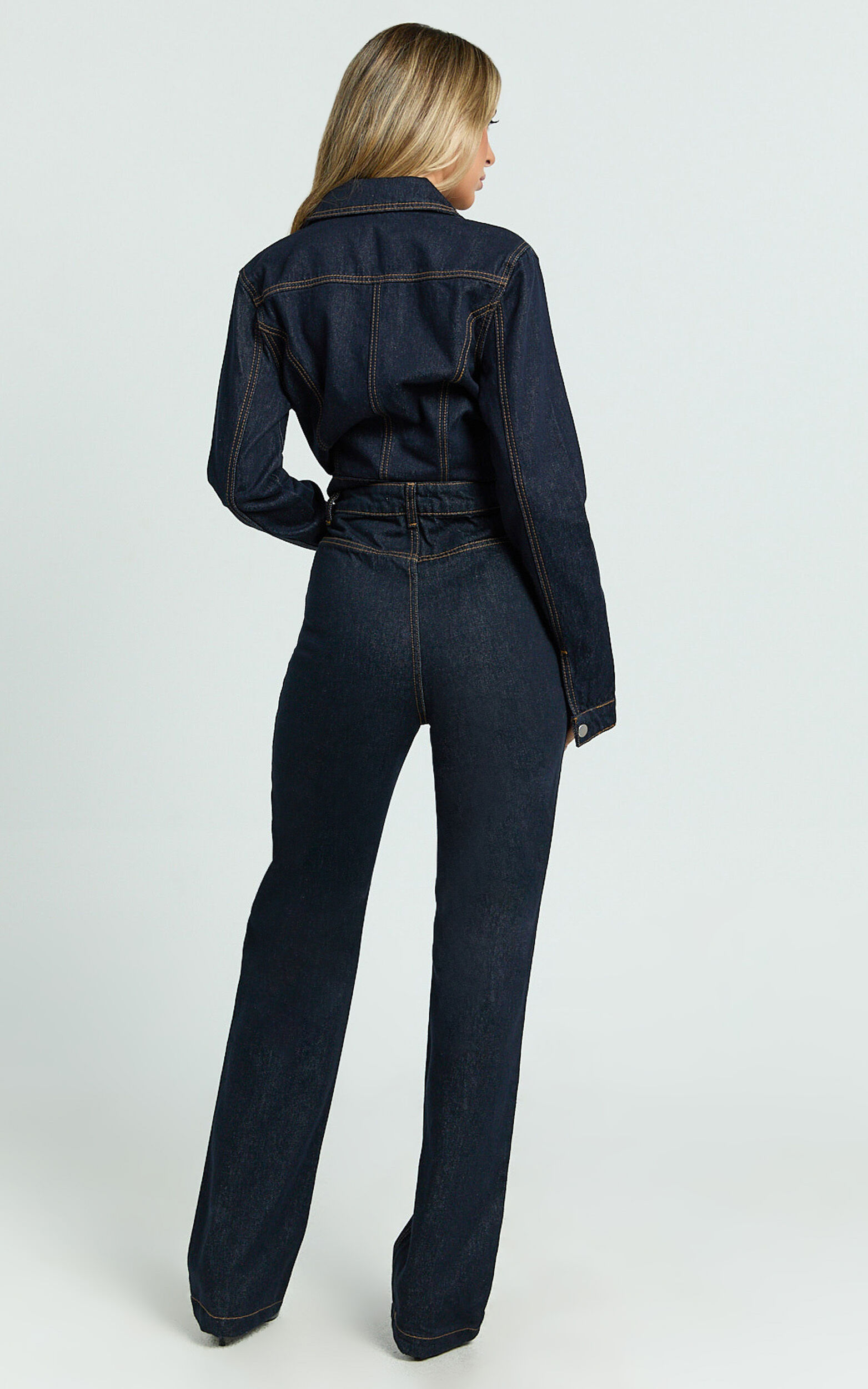 Celia Jeans - High Rise Straight Leg Jeans in Dark Blue Wash