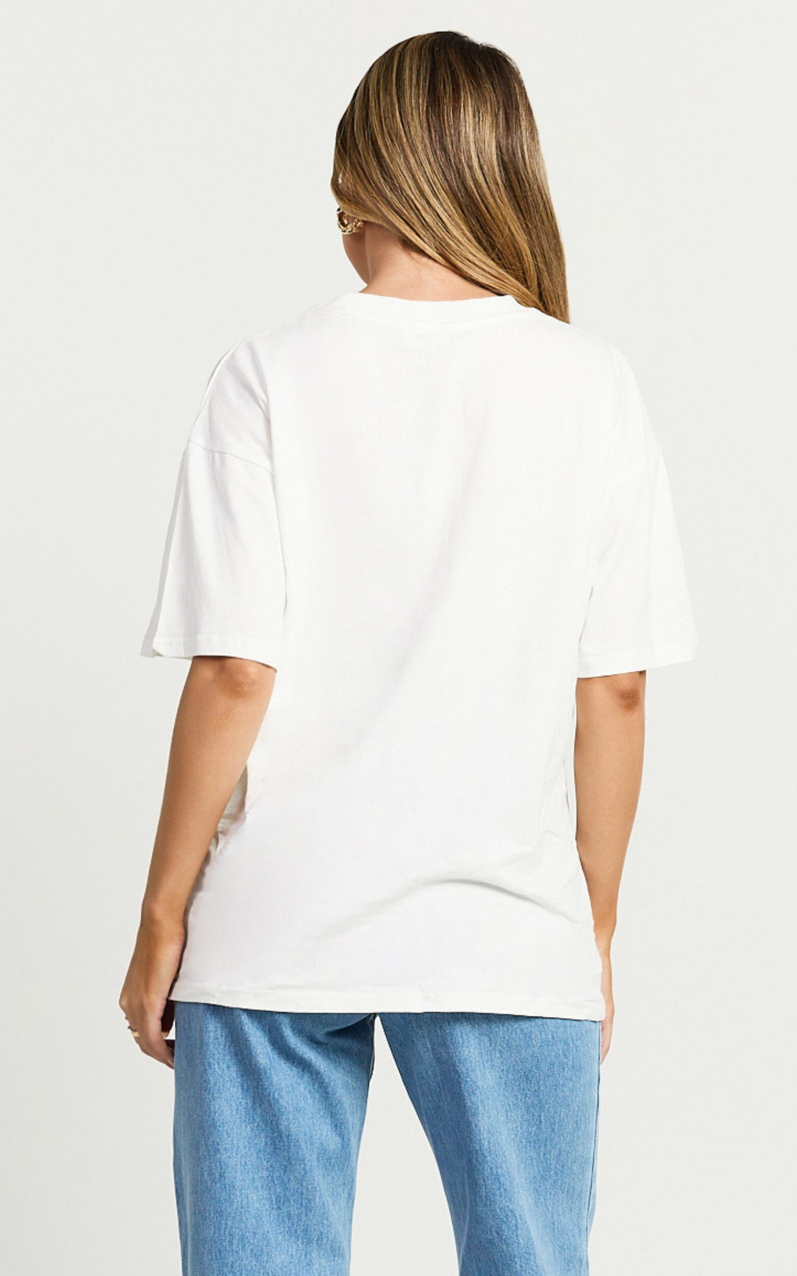 Prizza Top - Longline Boyfriend Tee Top in White