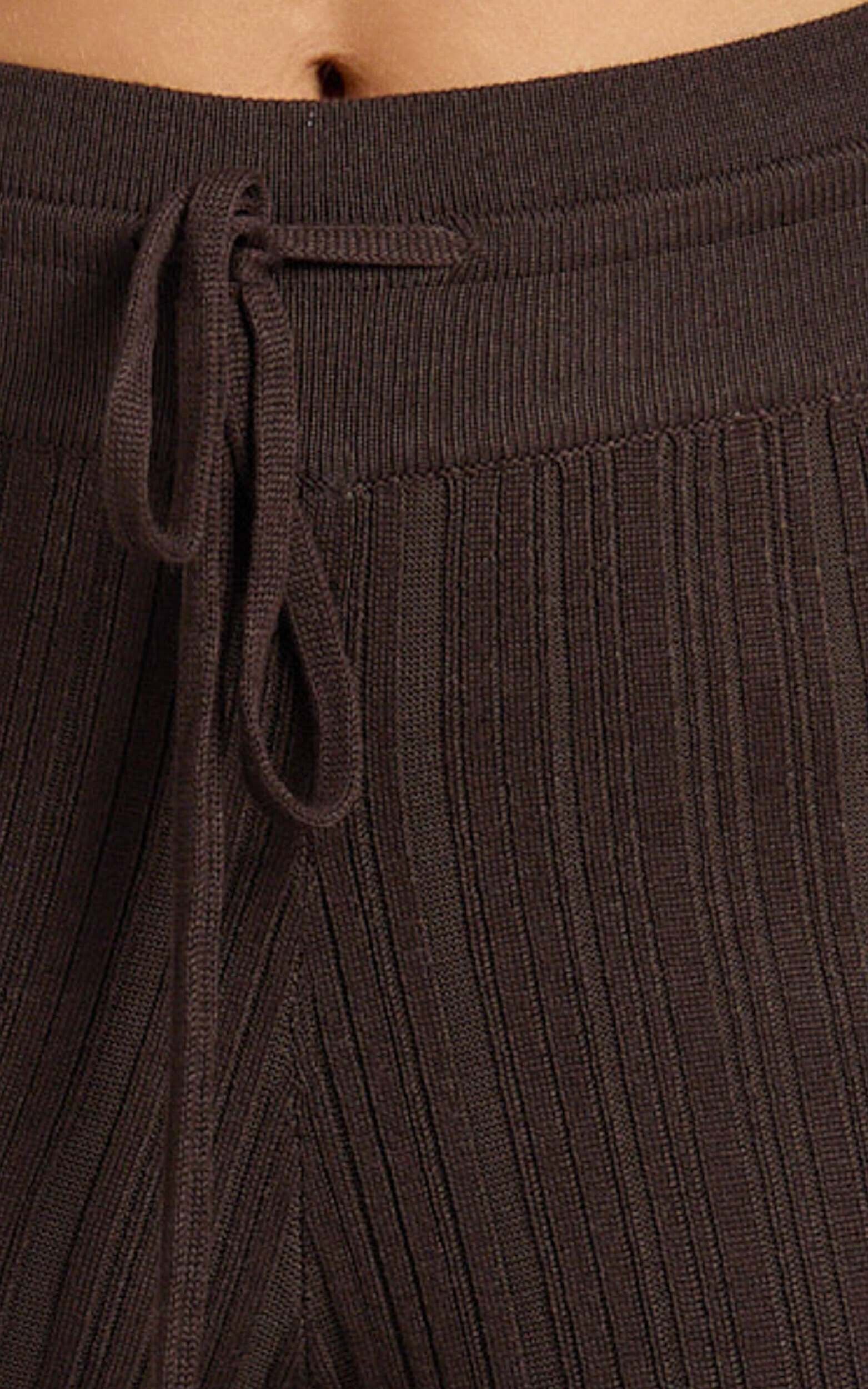 Kelsey Pants - High Drawstring Waist Knit Pants in Chocolate