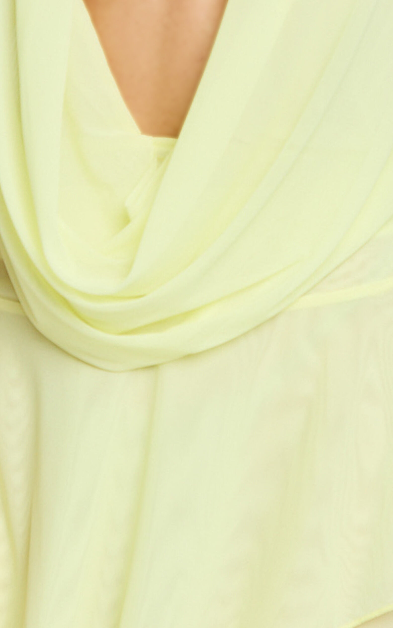 Jessie Mini Dress - Deep Plunge Cowl Neck Asymmetric Backless Dress in Lemon