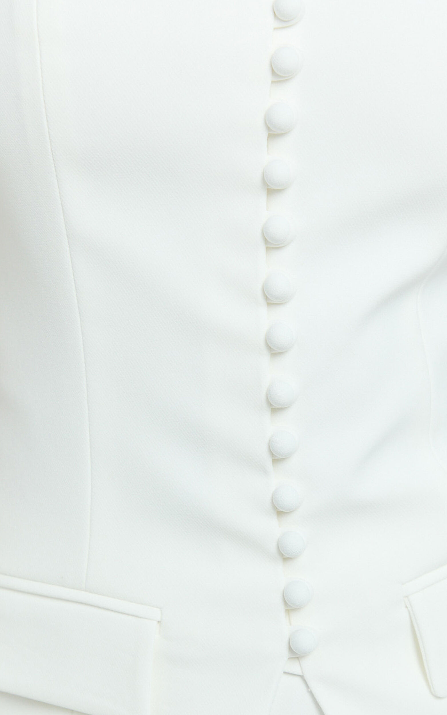 Monroe Two Piece Set - Strapless Button Down Longline Vest Top and High Waisted Mini Skirt in Cream