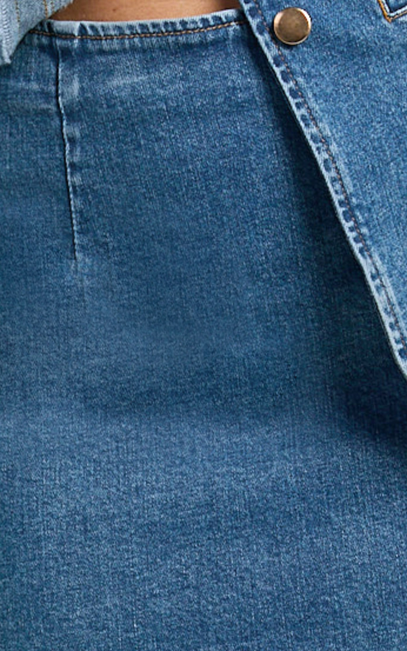 Paige Mini Skirt - High Waisted Denim Skirt in Authentic Dark Blue Wash