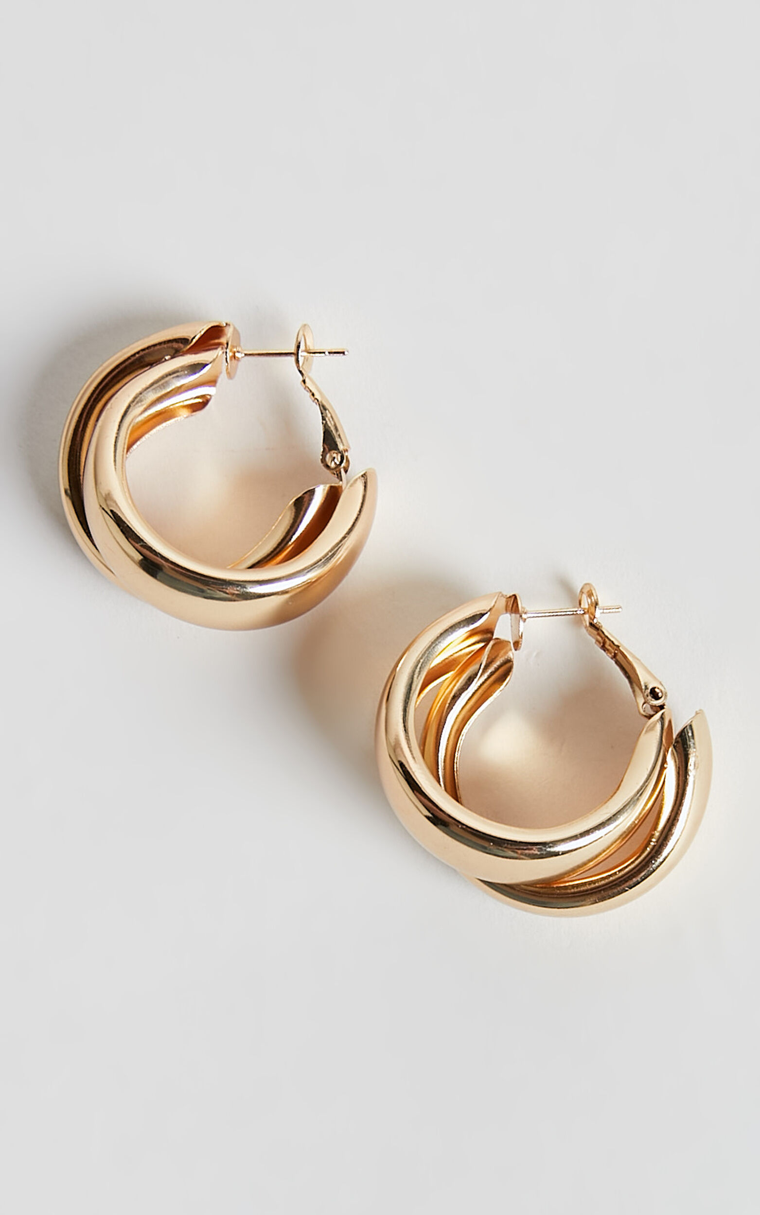 Adaleen Double Hoop Earrings in Gold