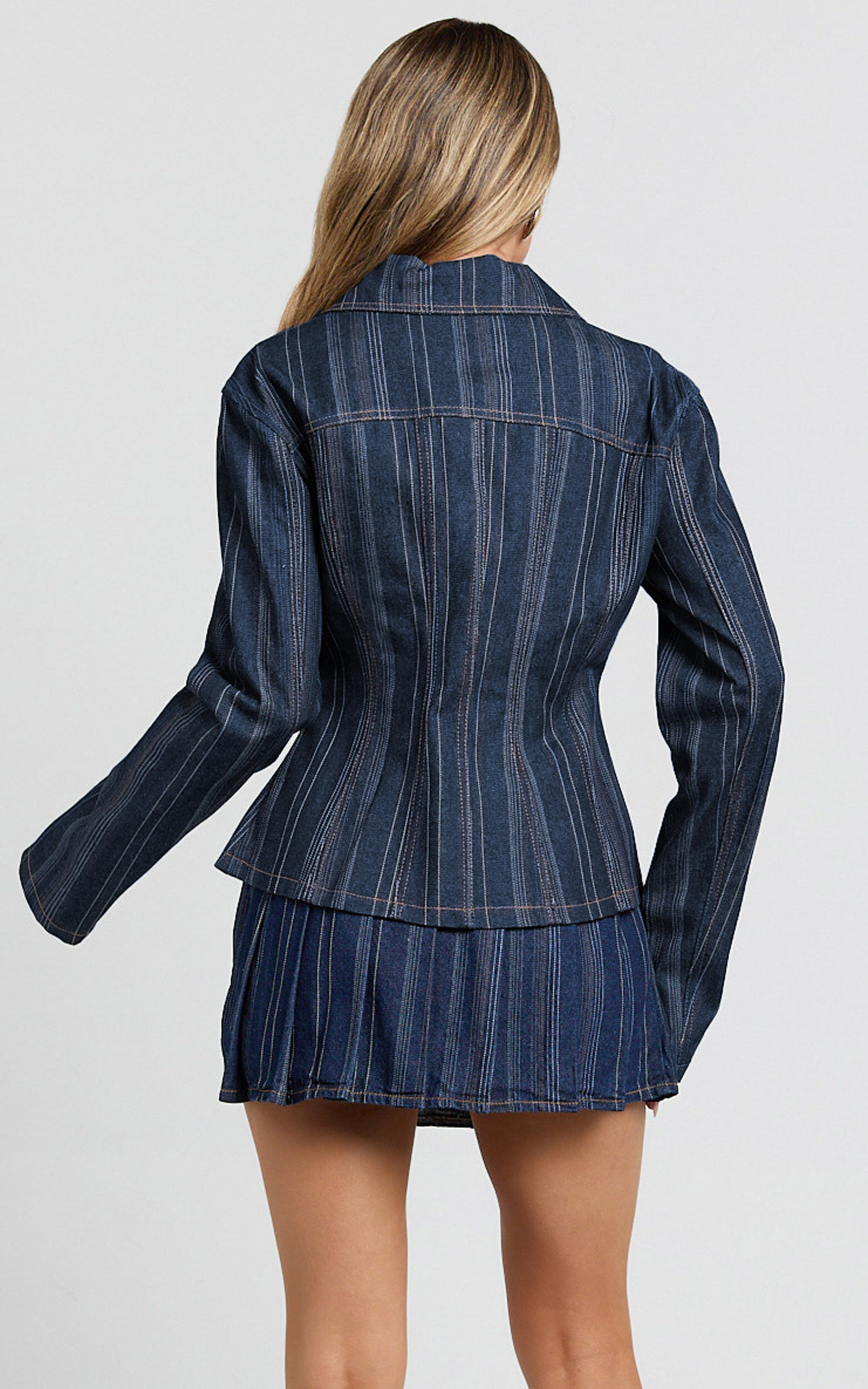 Lioness - Rider Denim Jacket in Deni Stripe