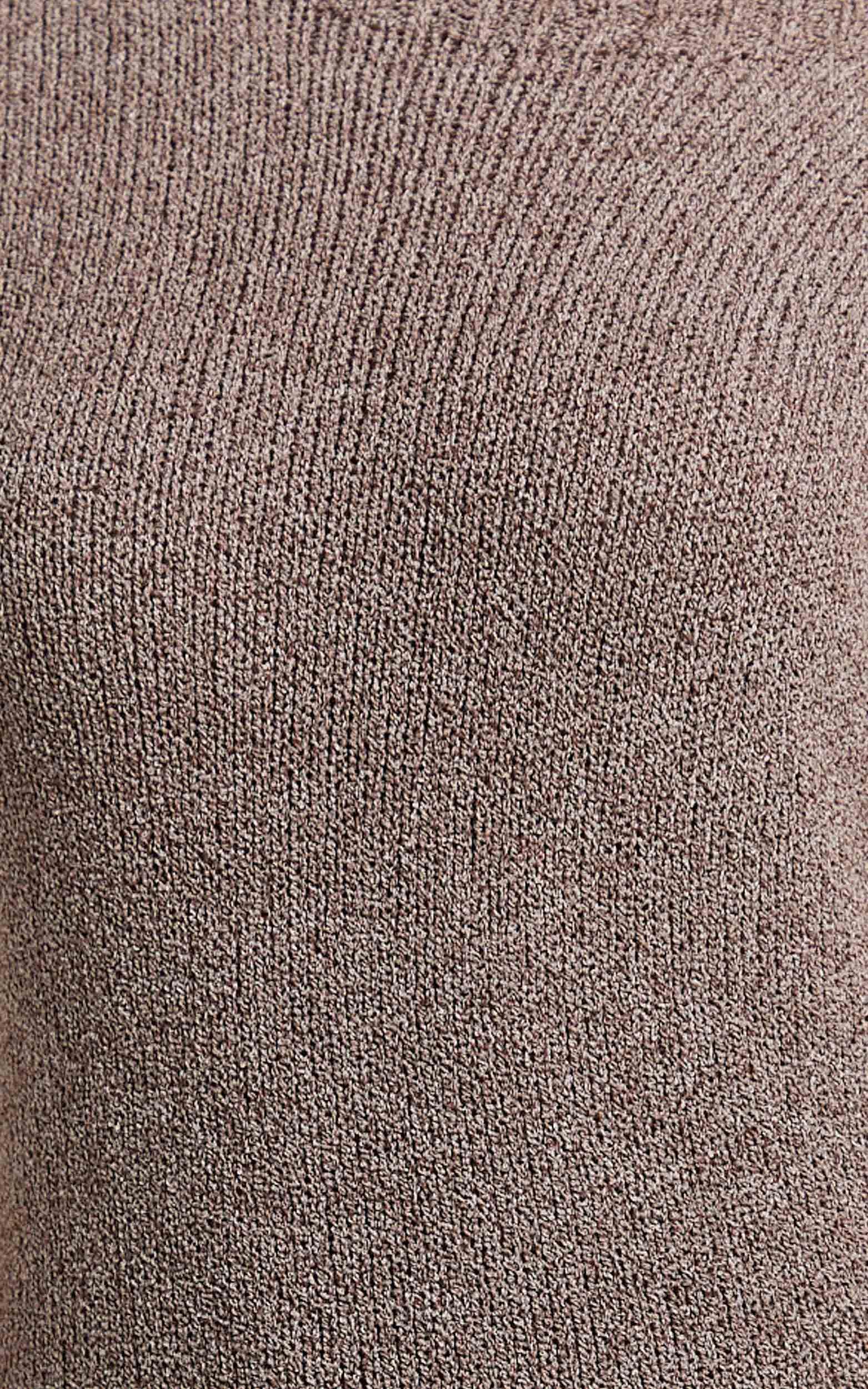 Amber Maxi Dress - Knitted T-Shirt Dress in Brown