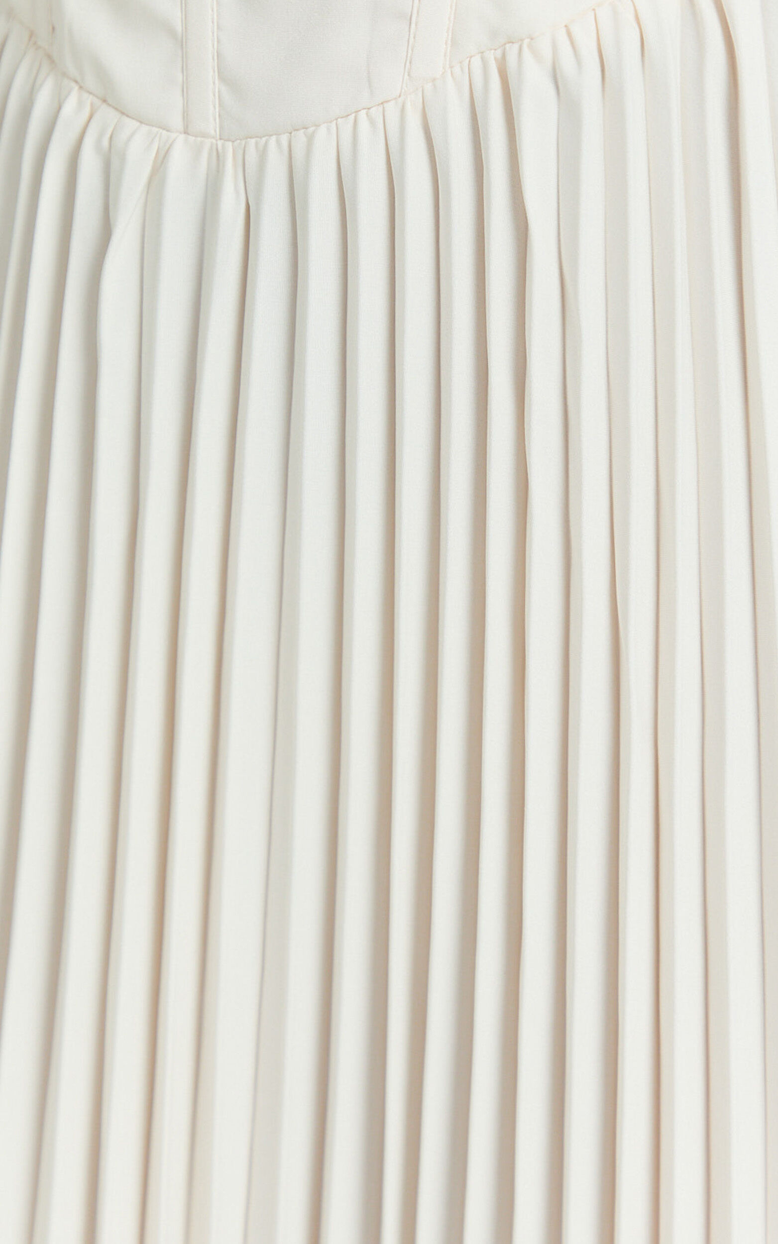 Loretta Midi Dress - Lace Up Back Bustier Pleated Dress in Cream