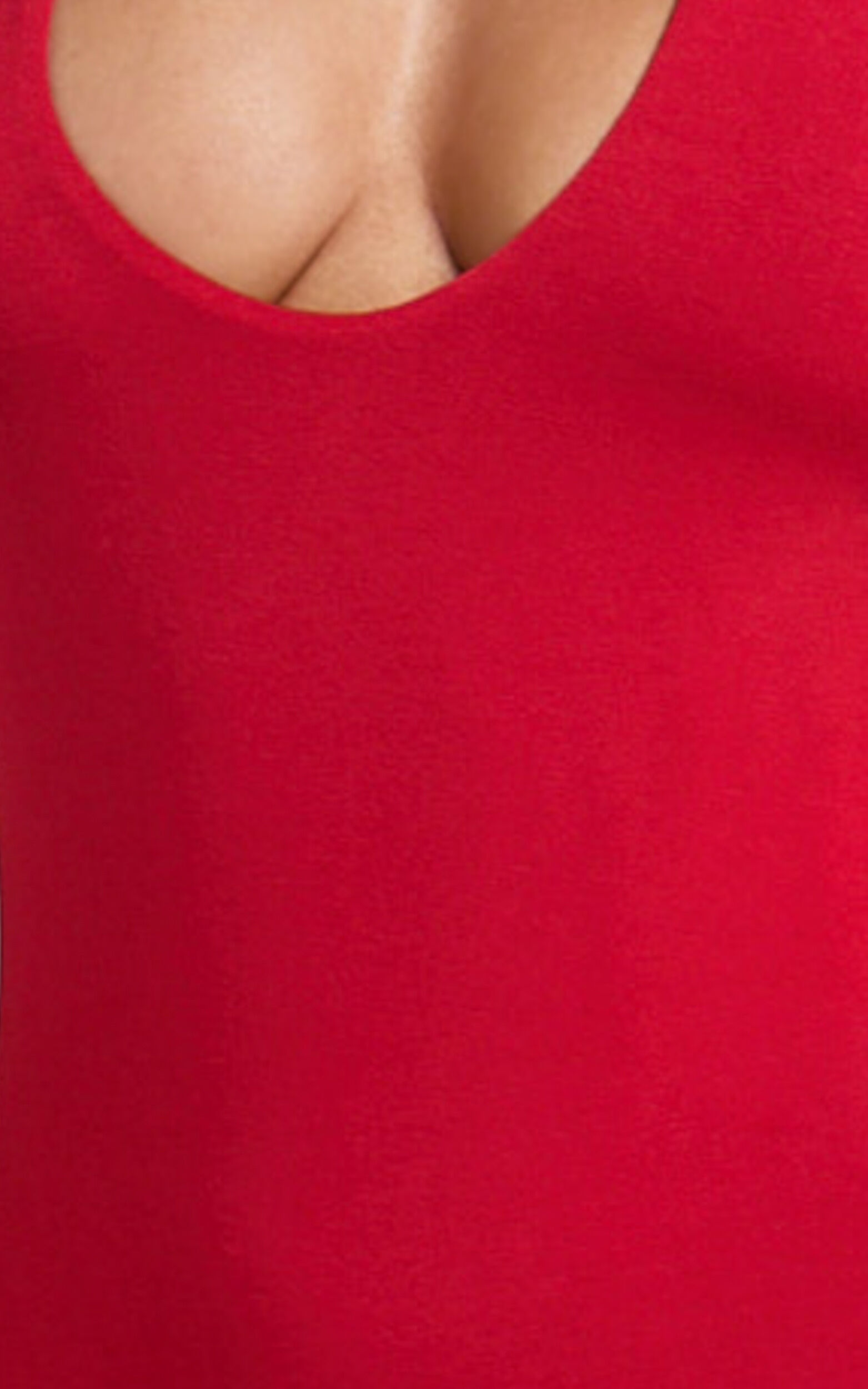 Suzanna Bodysuit - V Neck Halter Bodysuit in Red