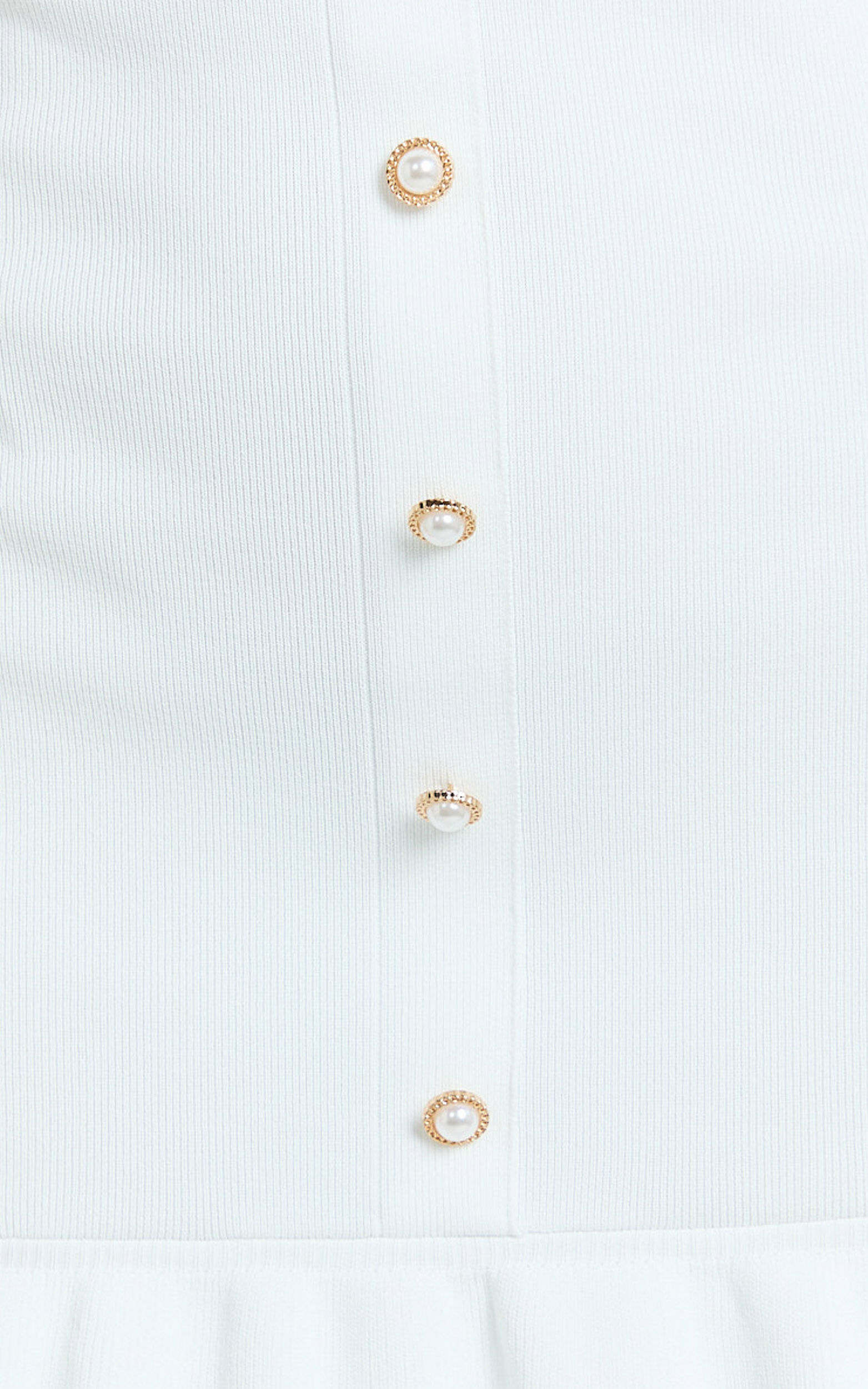 Mischa Dress - Collared Short Sleeve Fit And Flare Knitted Dress in Cream