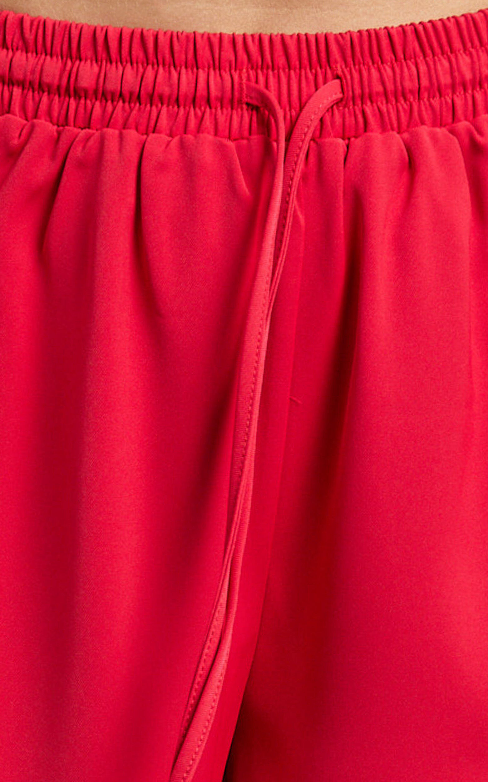 Davi Pants - Drawstring Waist Contrast Panel Tailored Pants in Red