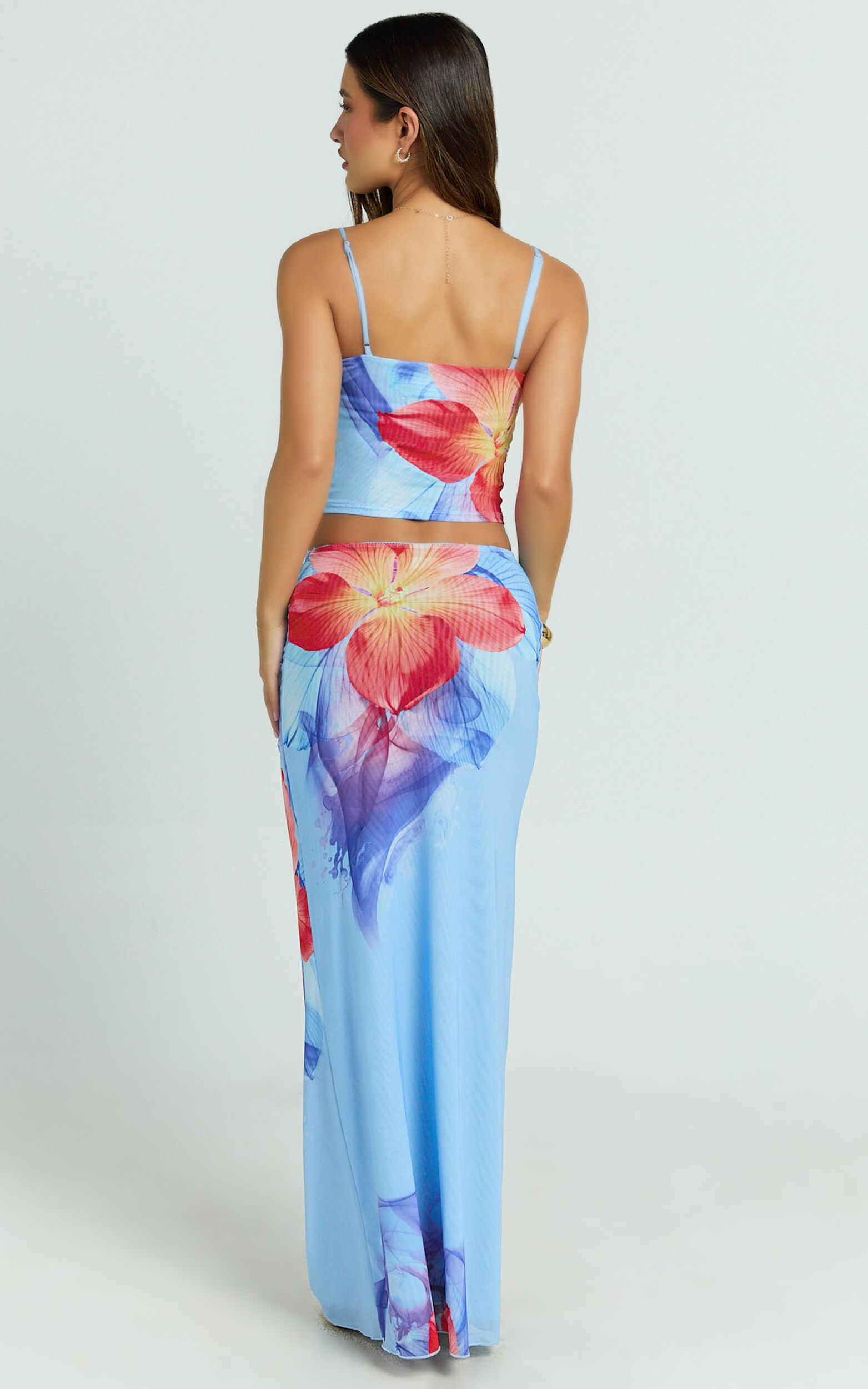 Lilly Maxi Skirt - Mesh Low Waist Skirt in Electric Orchid