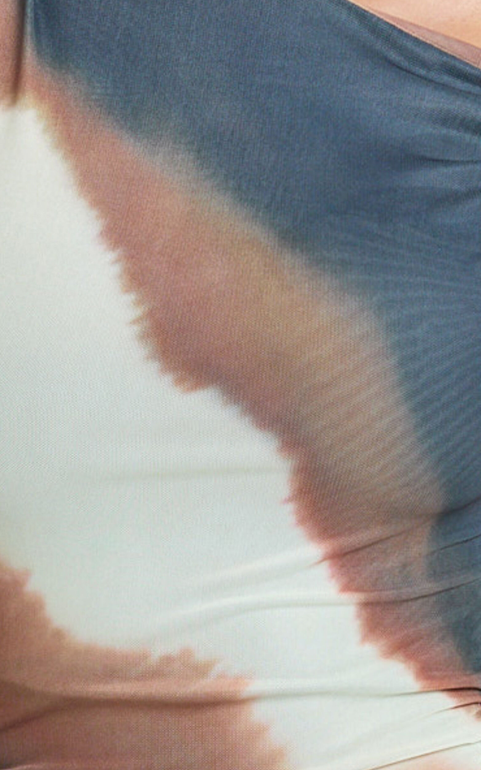 Nenita Midi Dress - One Shoulder Mesh Dress in Rust Print