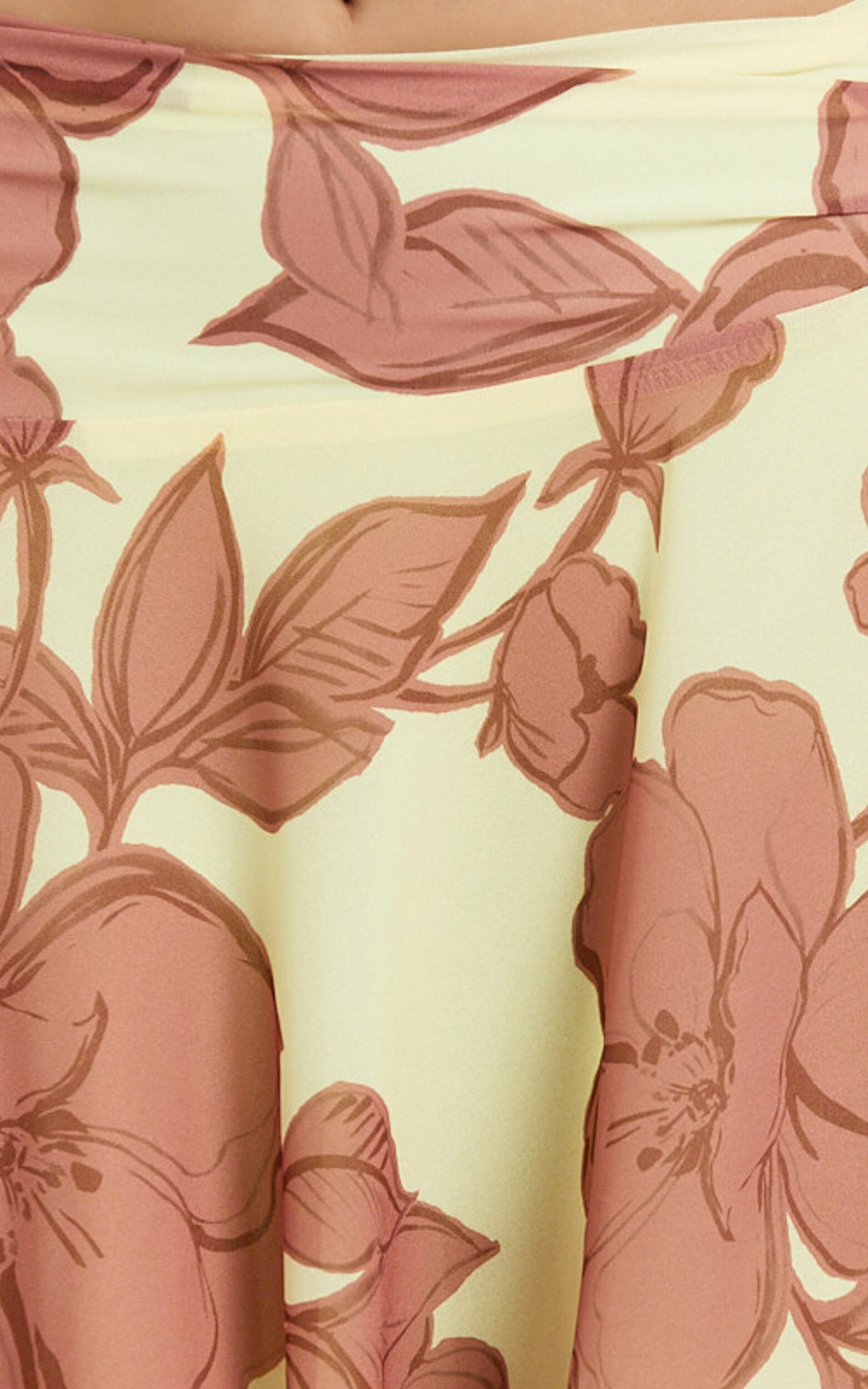 Malik Midi Skirt - Georgette Ruched Waist Asymmetric Skirt in Lemon Bouquet Di Fiori Print