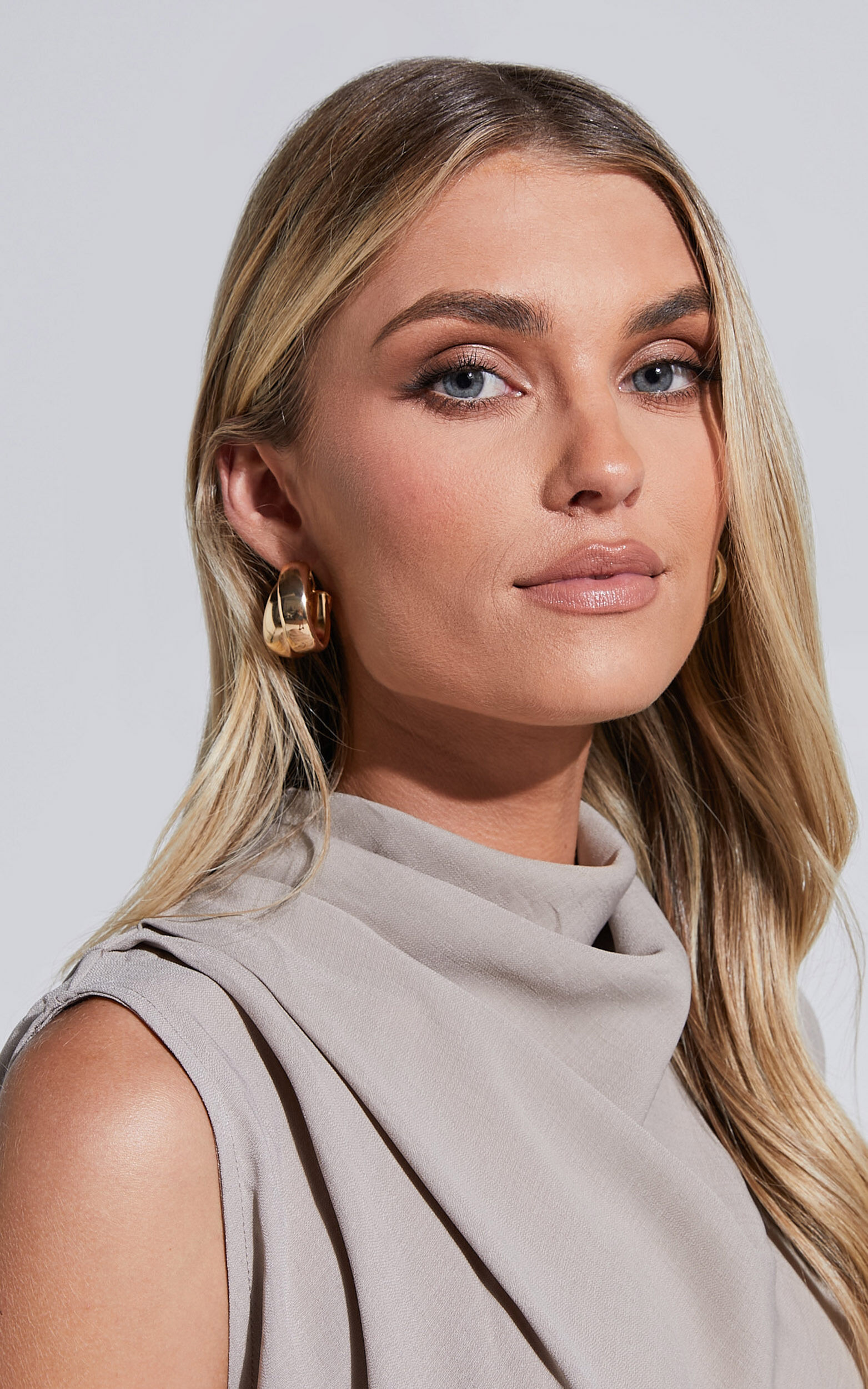 Adaleen Double Hoop Earrings in Gold