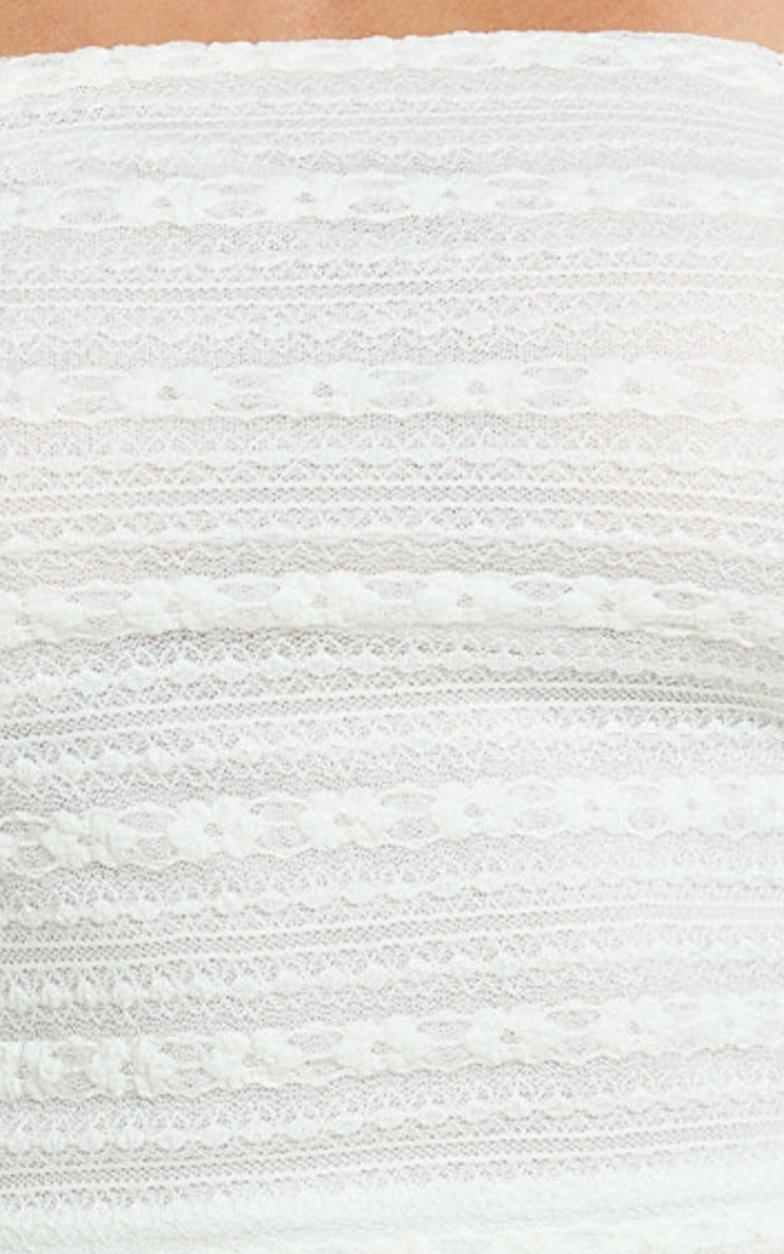 Hayden Top - Twist Off Shoulder Lace Crop Top in White