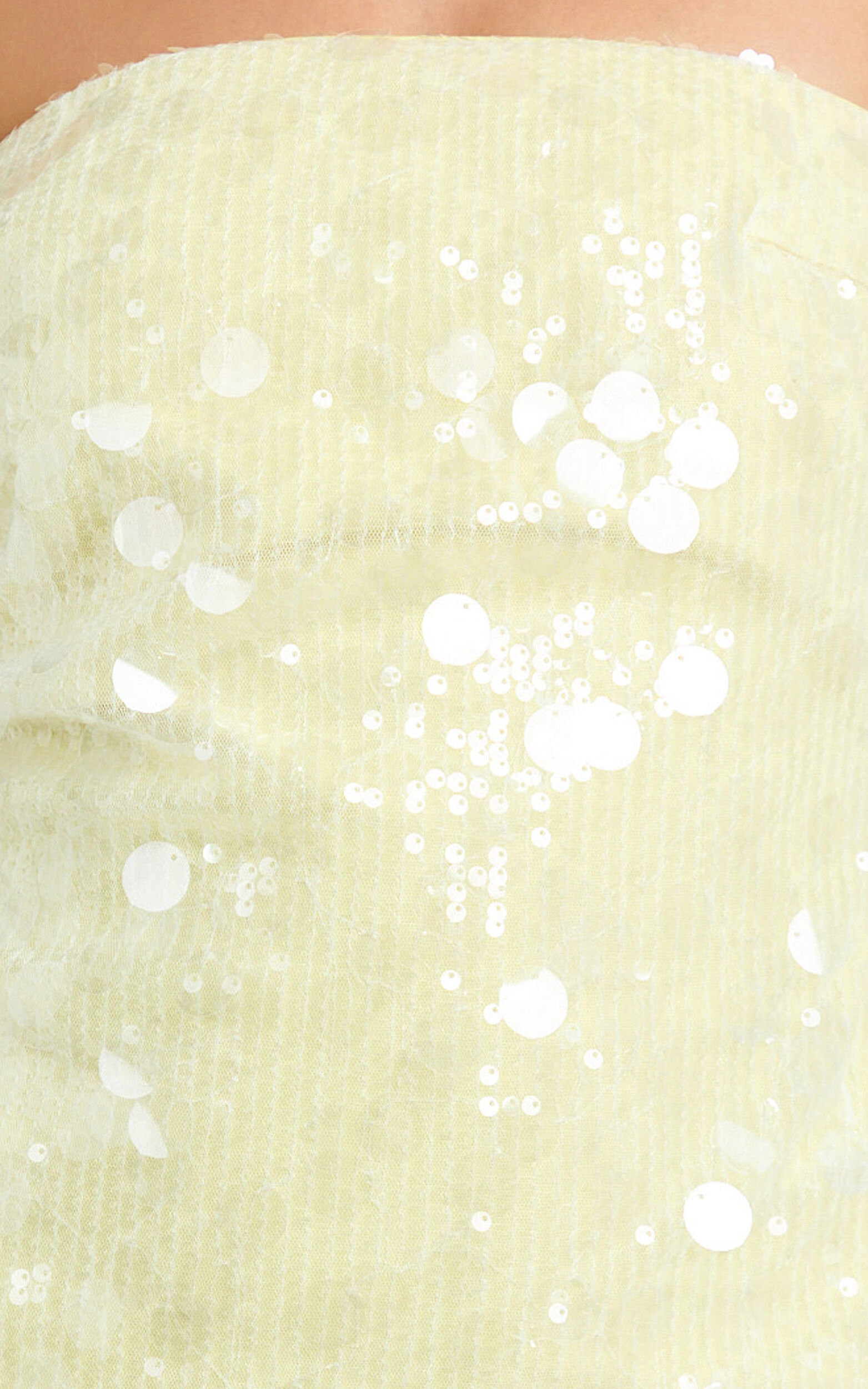 Rhonda Mini Dress - Strapless Sequin Dress in Lemon