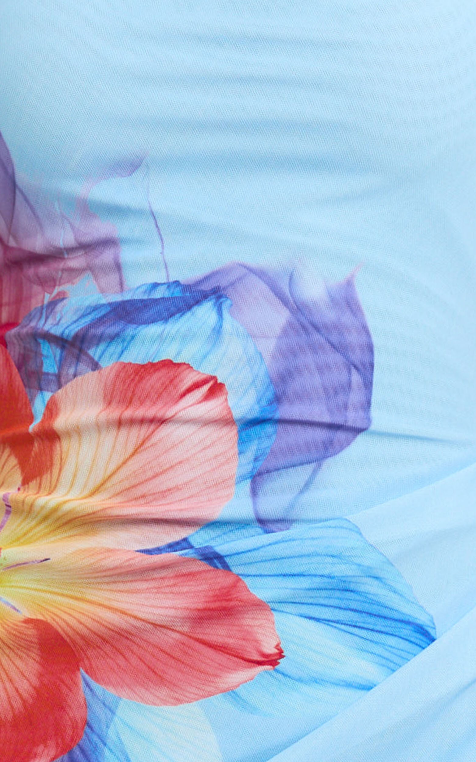 Jenny Maxi Dress - Strapless Mesh Bodycon Dress in Electric Print