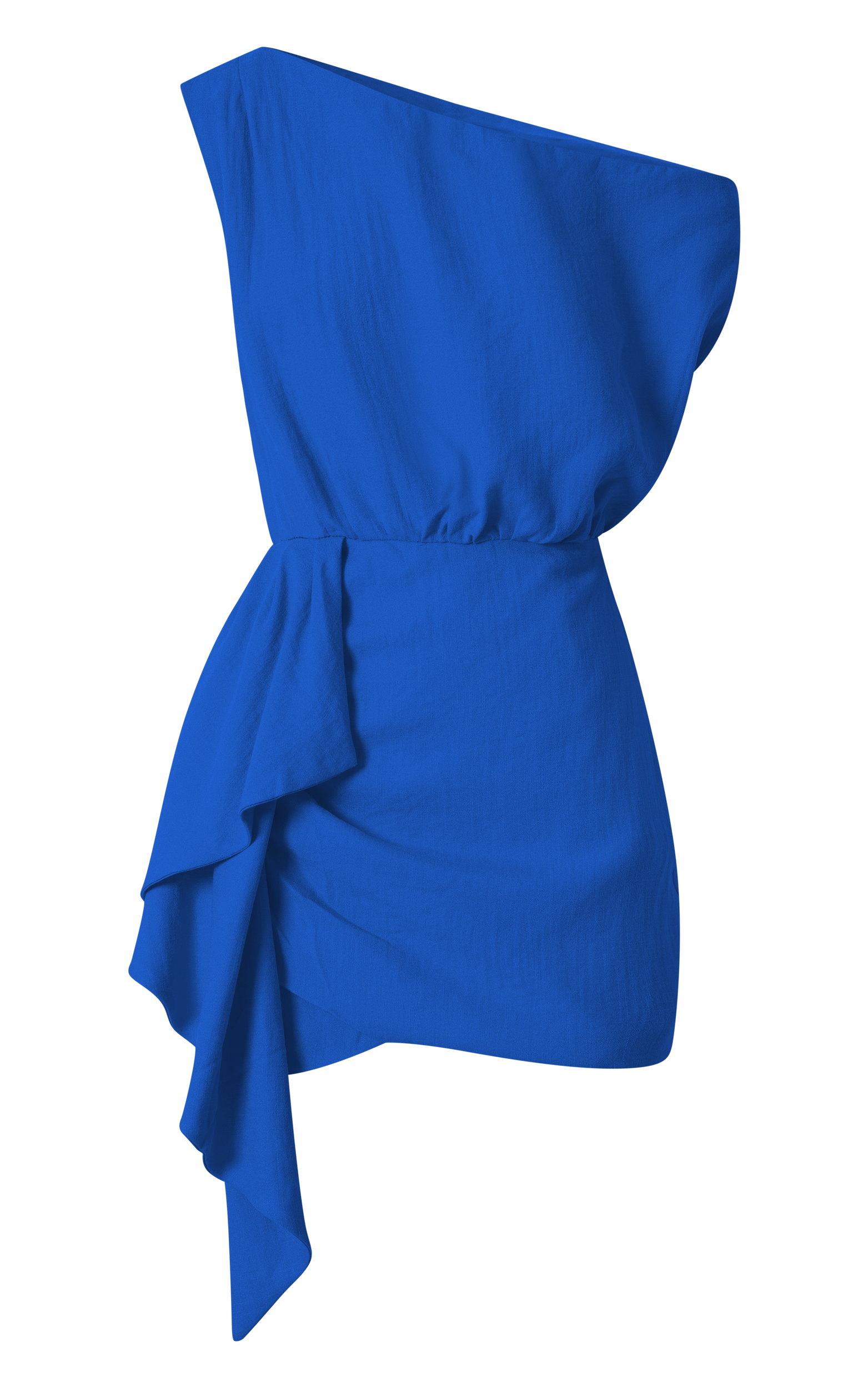 Niana Mini Dress - Drape One Shoulder Dress in Blue