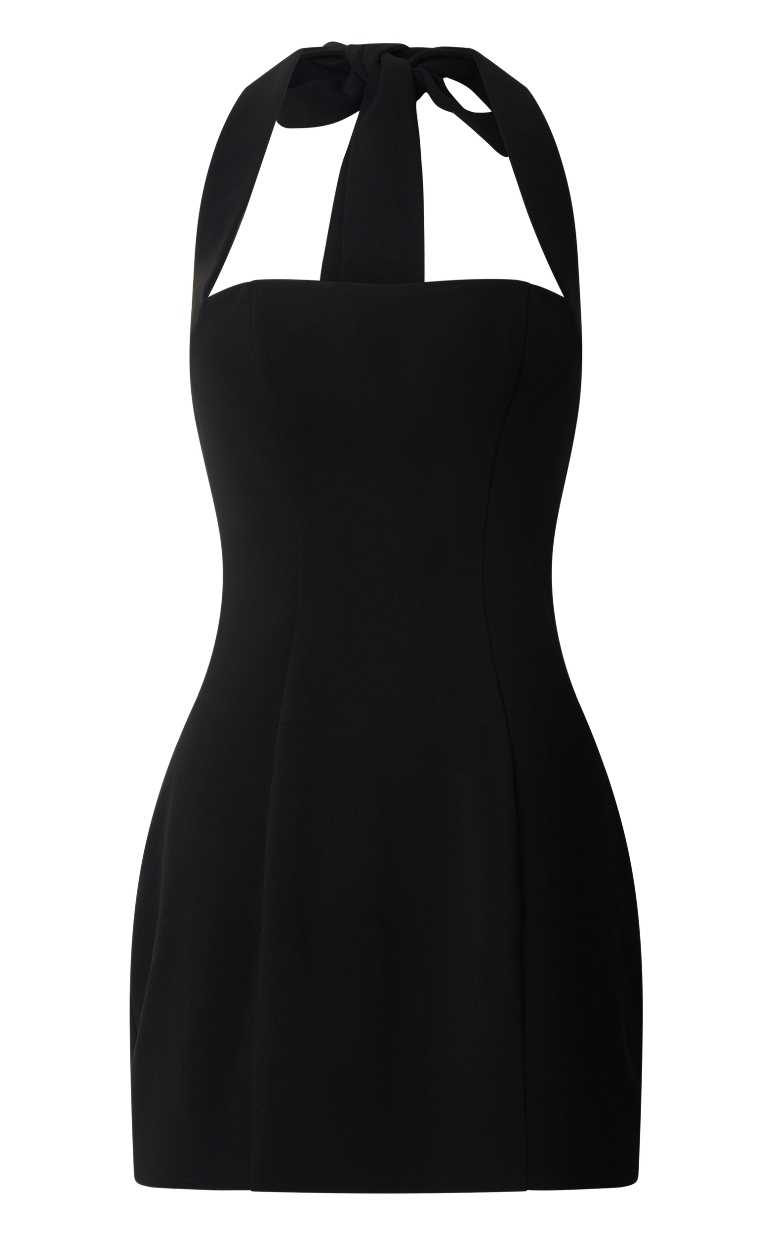 Zahra Mini Dress - Halter Tie Square Neck Bodycon Dress in Black