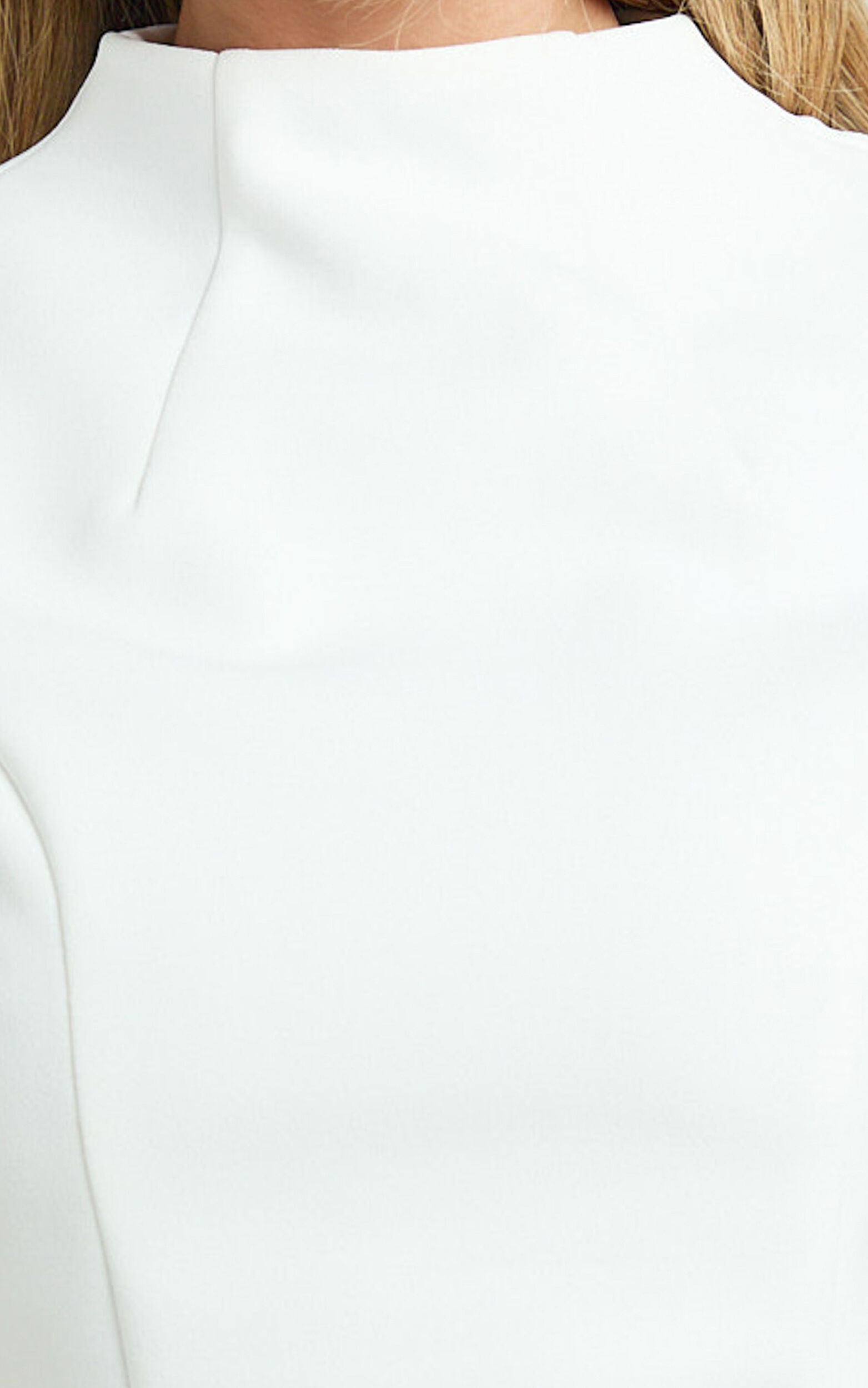 Savanna Mini Dress - High Neck Cap Sleeve Tulip Skirt Dress in White