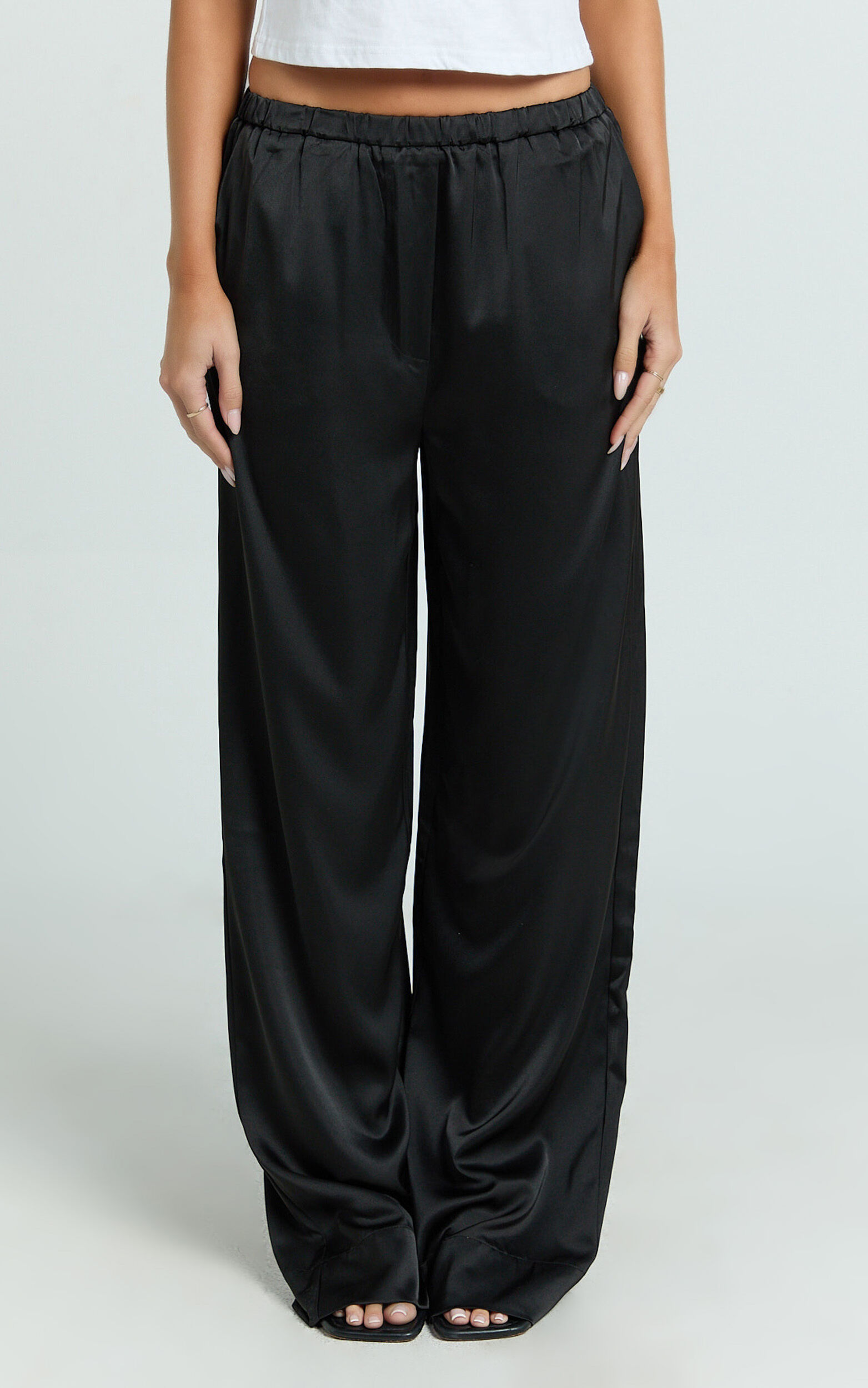 Gloria Pants - Low Rise Straight Leg Pants in Black