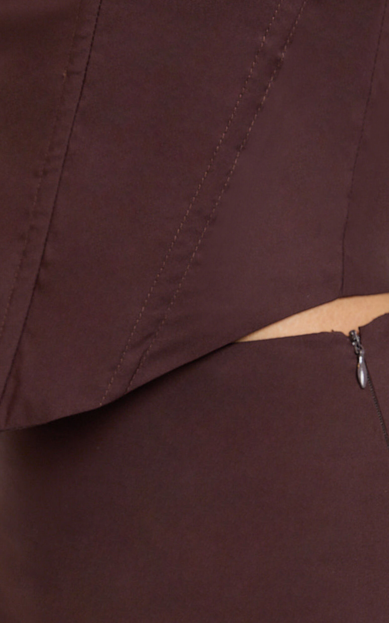 Delaney Two Piece Top and Skirt Set - Halter Corset Top And Mini Skirt in Chocolate