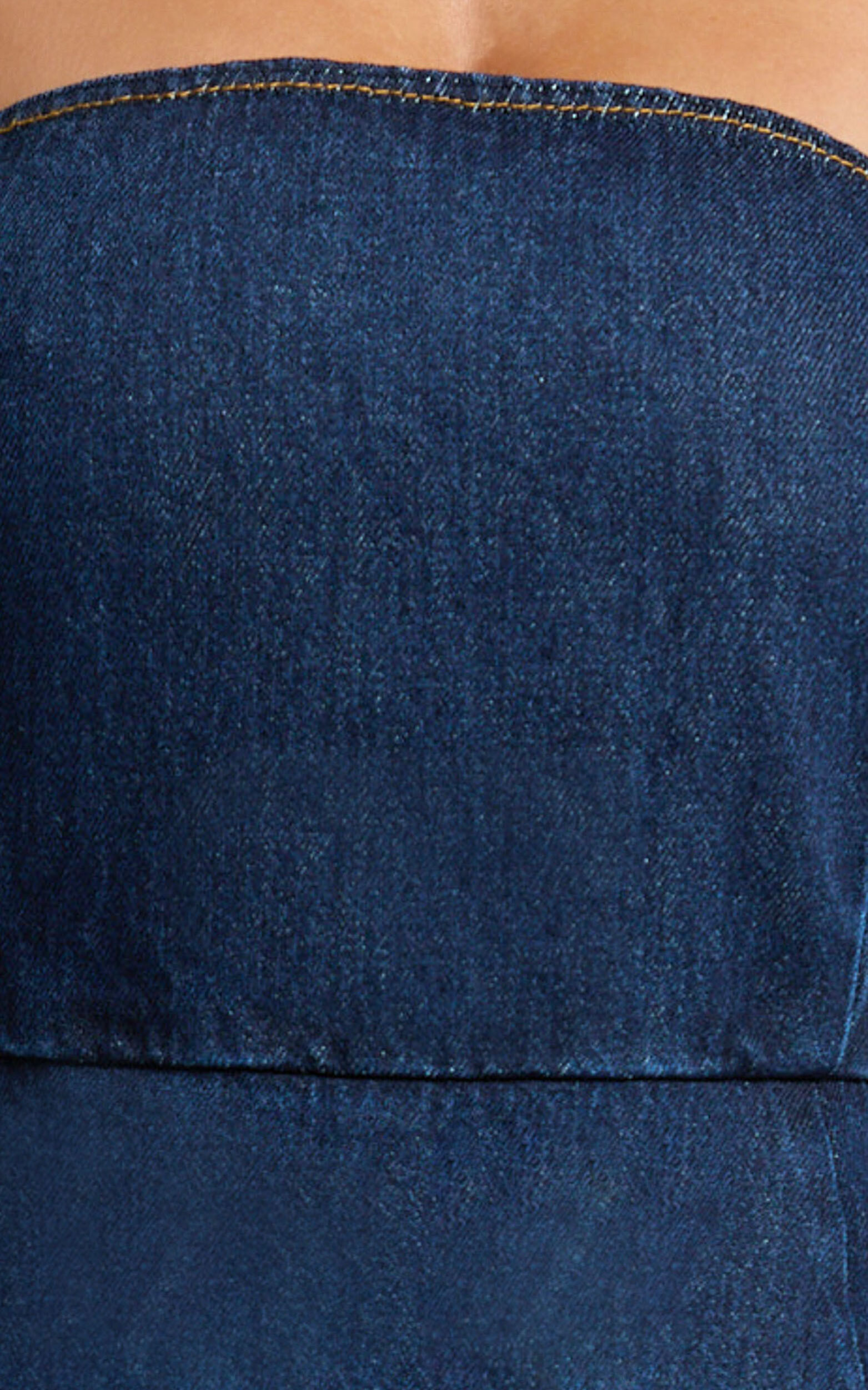 Hannah Playsuit - Denim Strapless A Line Playsuit in Indigo Wash