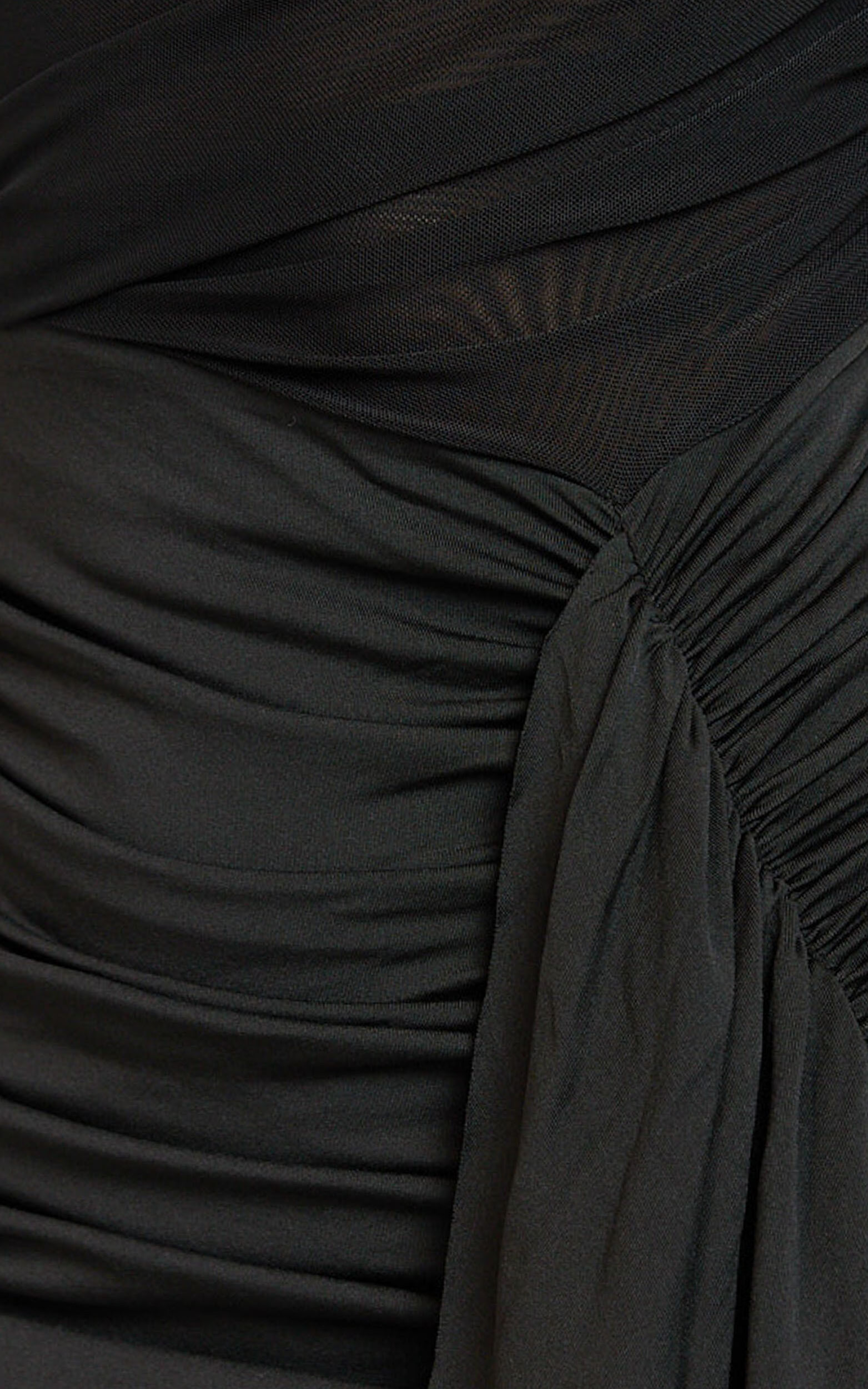 Baylee Mini Dress - Gathered One Shoulder Bodycon Dress in Black