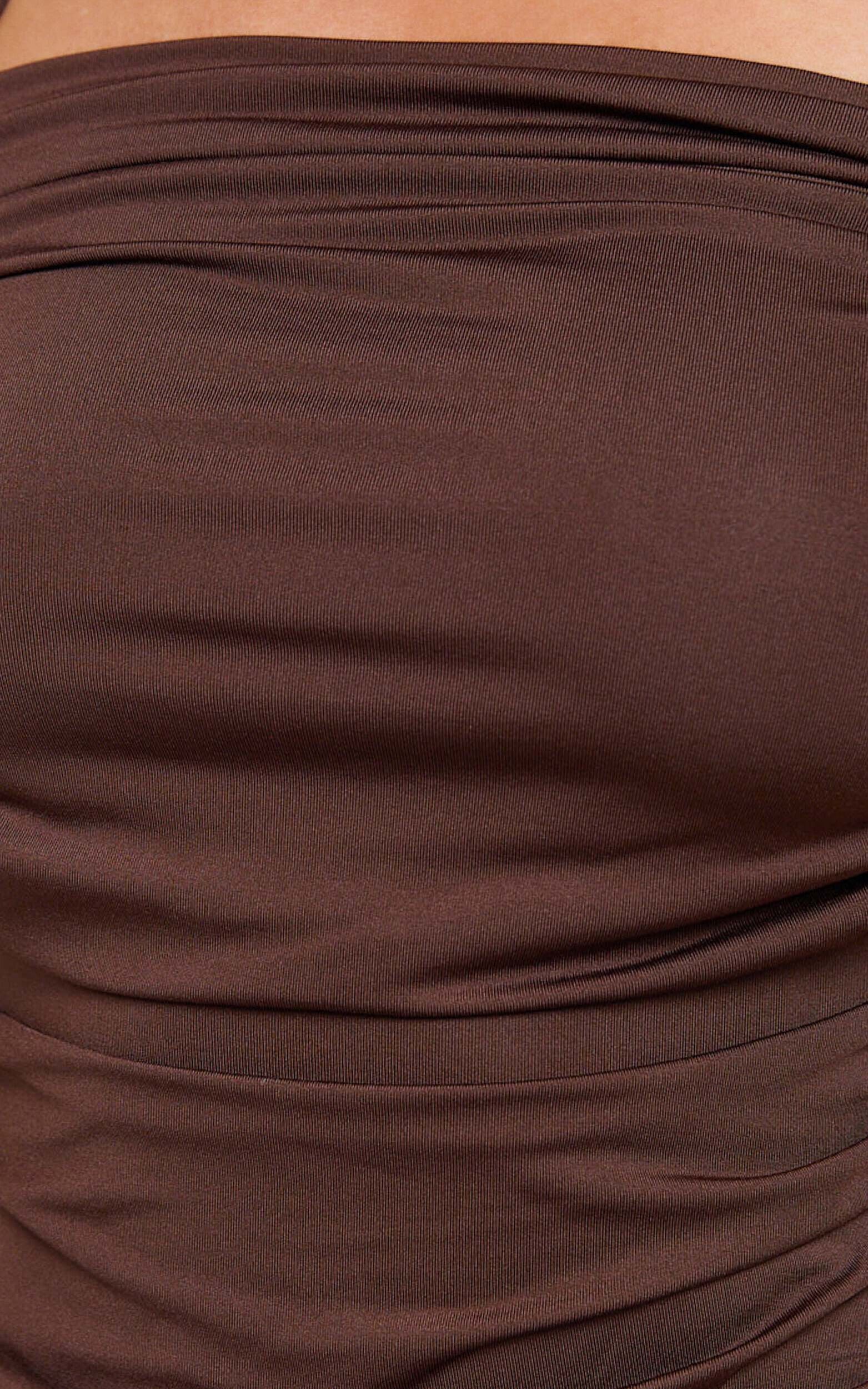 Gabriel Mini Dress - Halter Tie Back Bodycon Dress in Chocolate