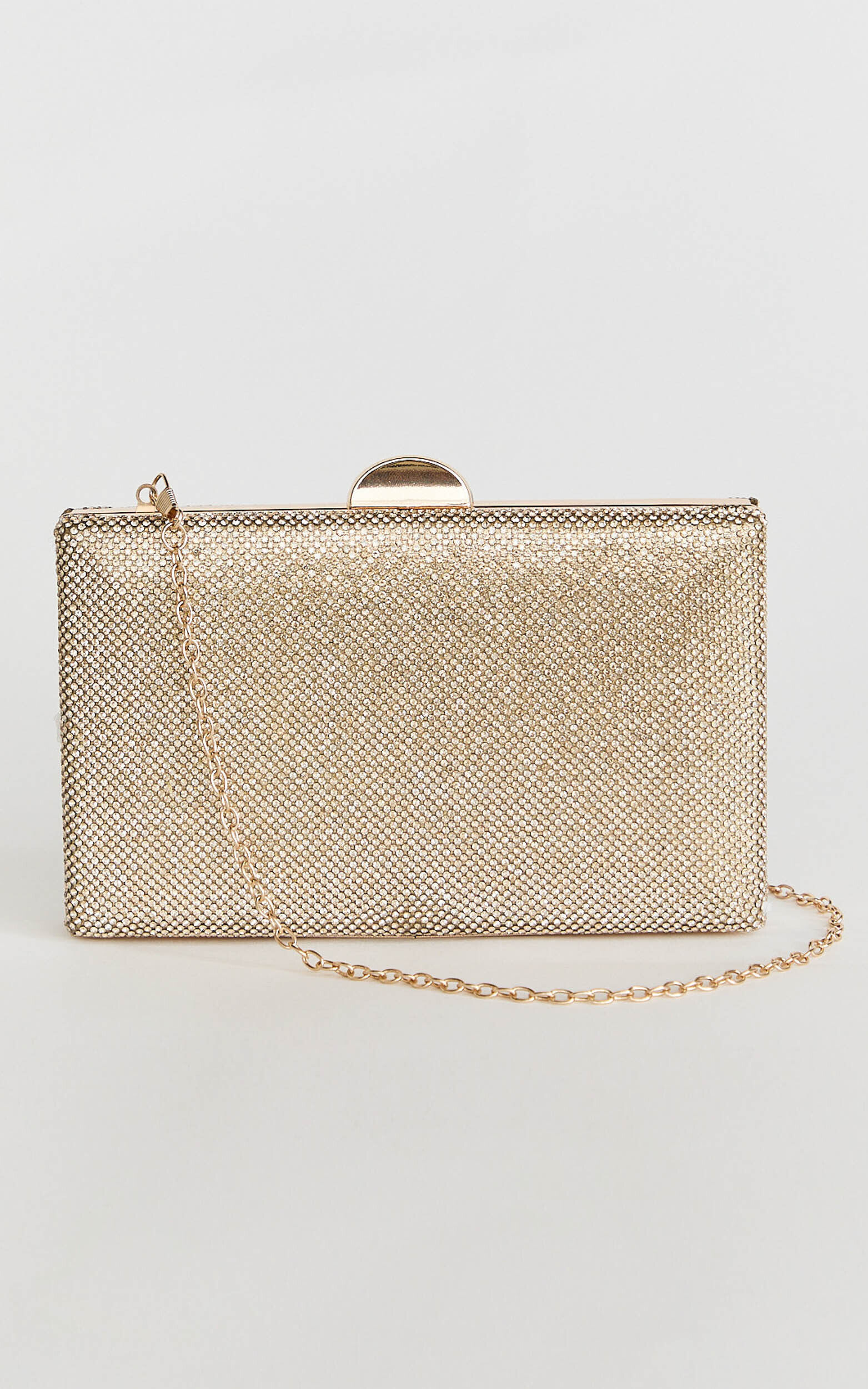 Becca Bag - Sequin Clutch Bag with Hardware Detail in Gold