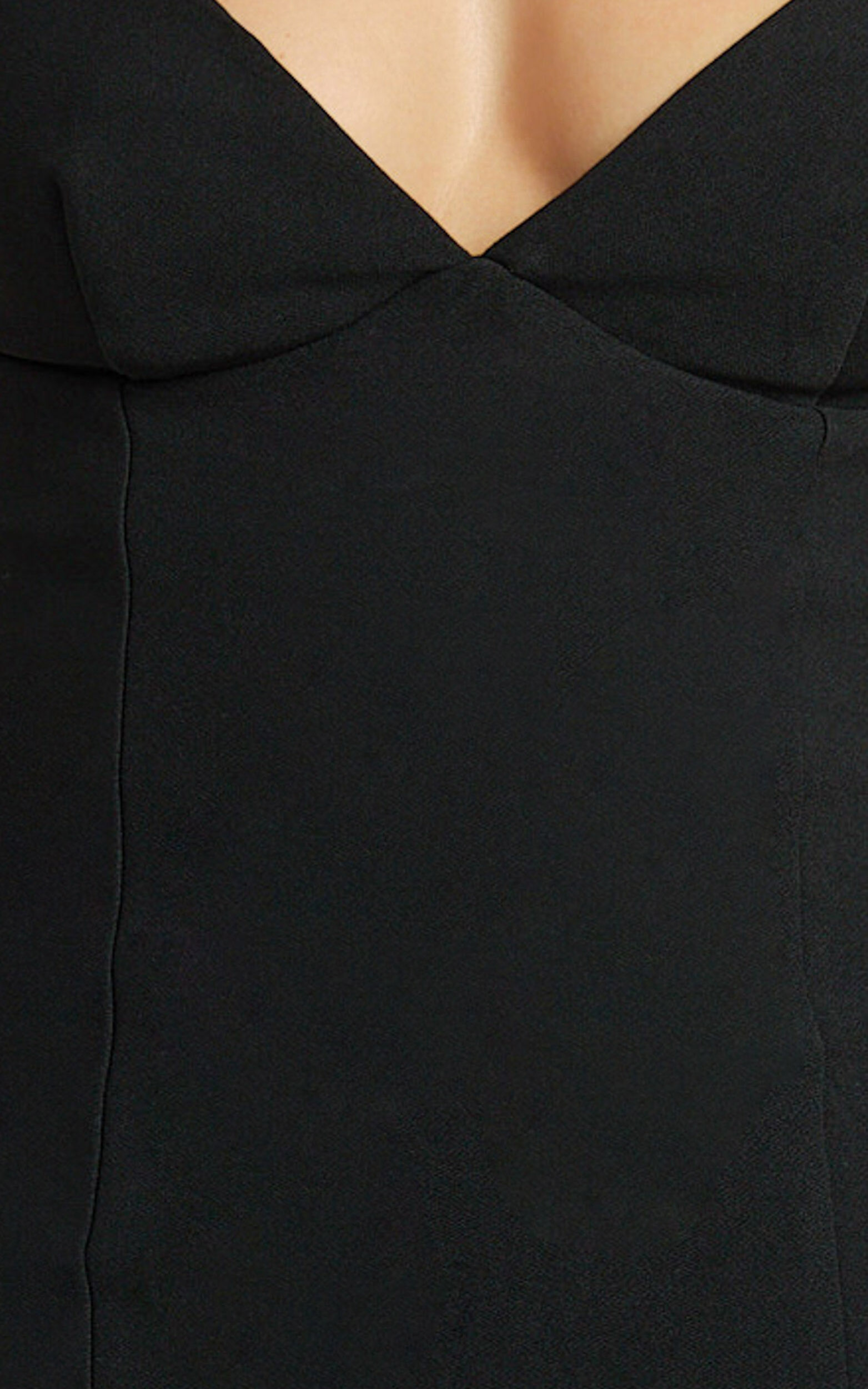 Loralie Maxi Dress - V Neck Low Back Bodycon Dress in Black