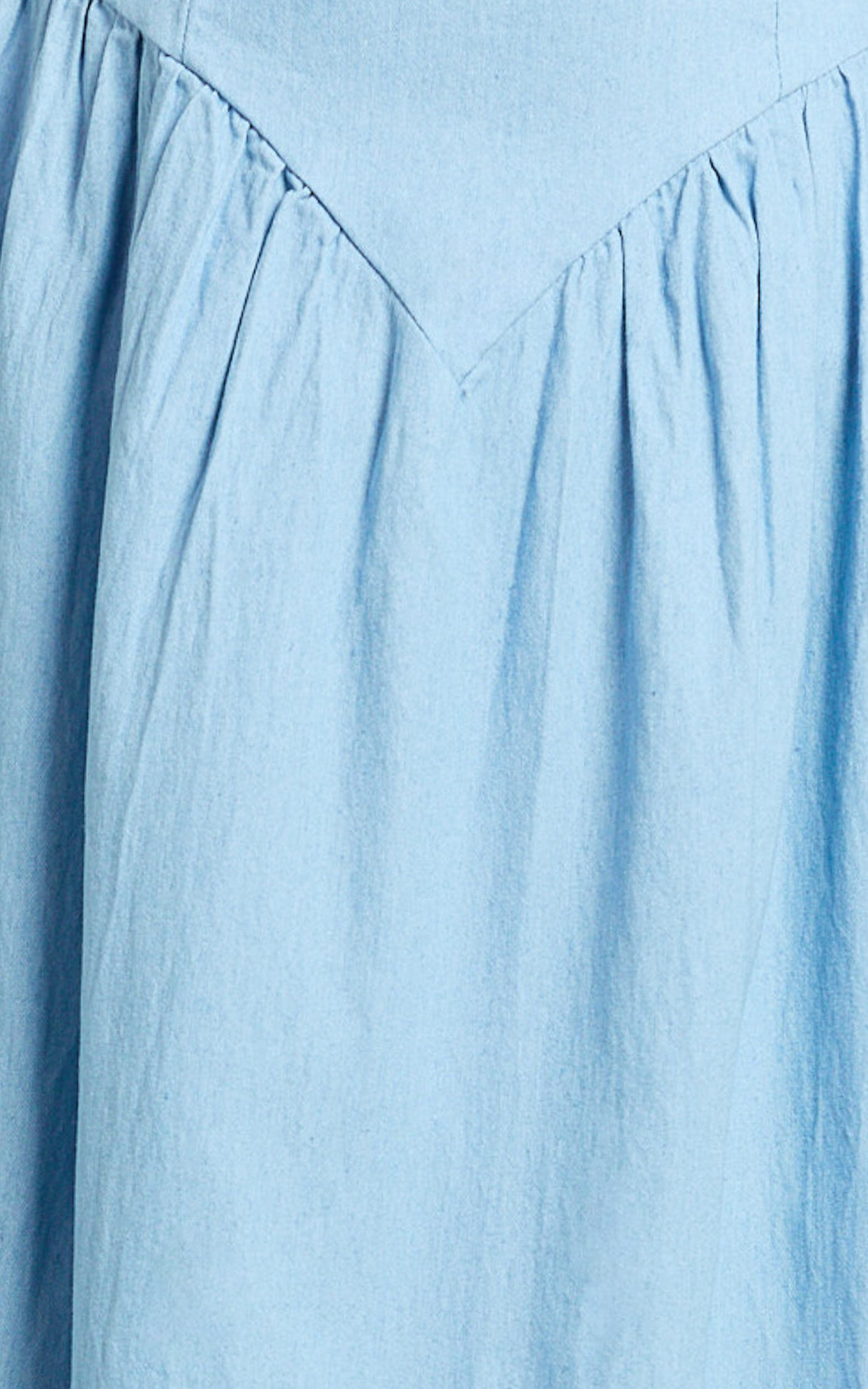 Rhaziya Midi Dress - Sleeveless Straight Neck Fit and Flare Dress in Blue