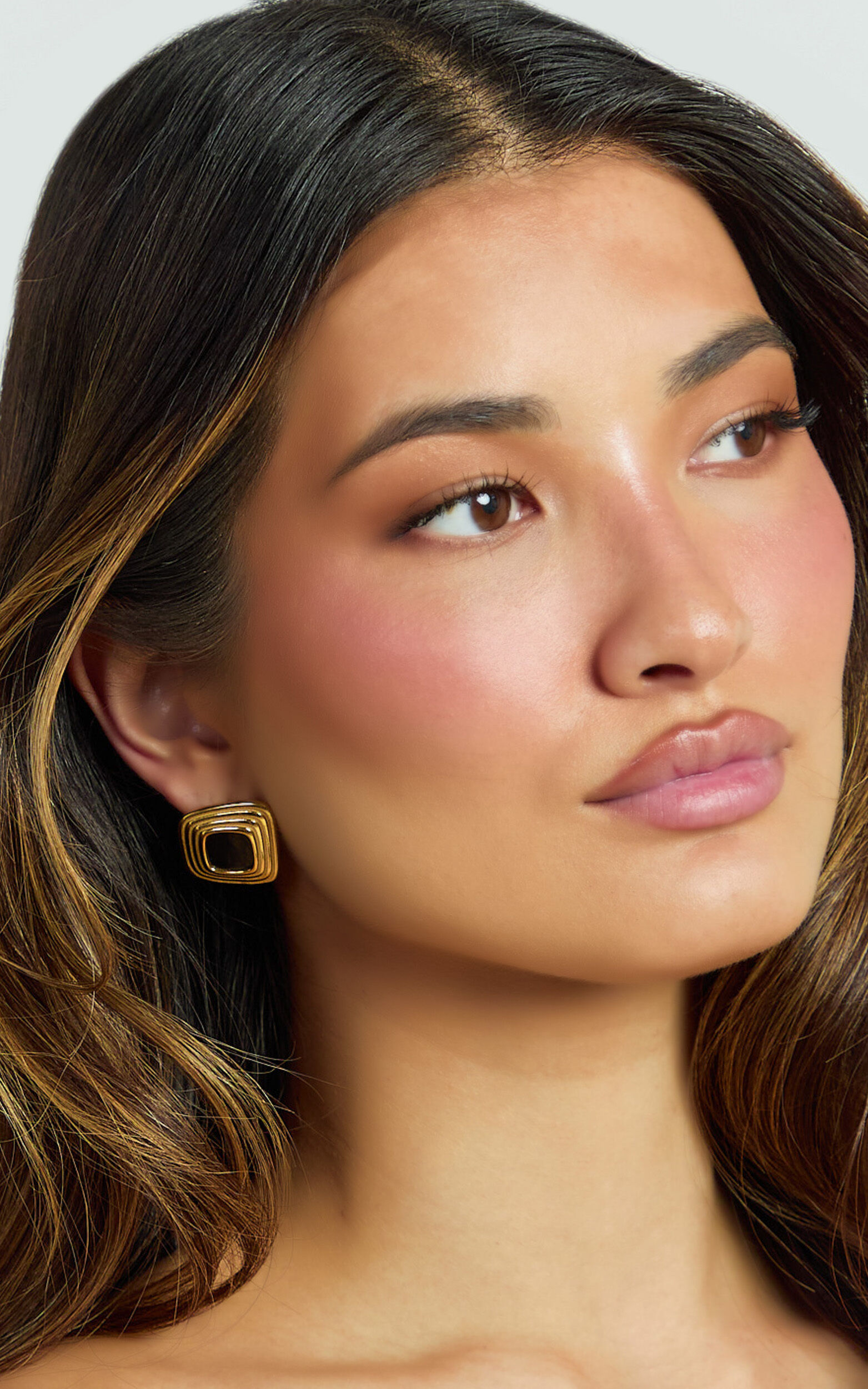 Gena Earrings - Square Stud Earrings in Gold