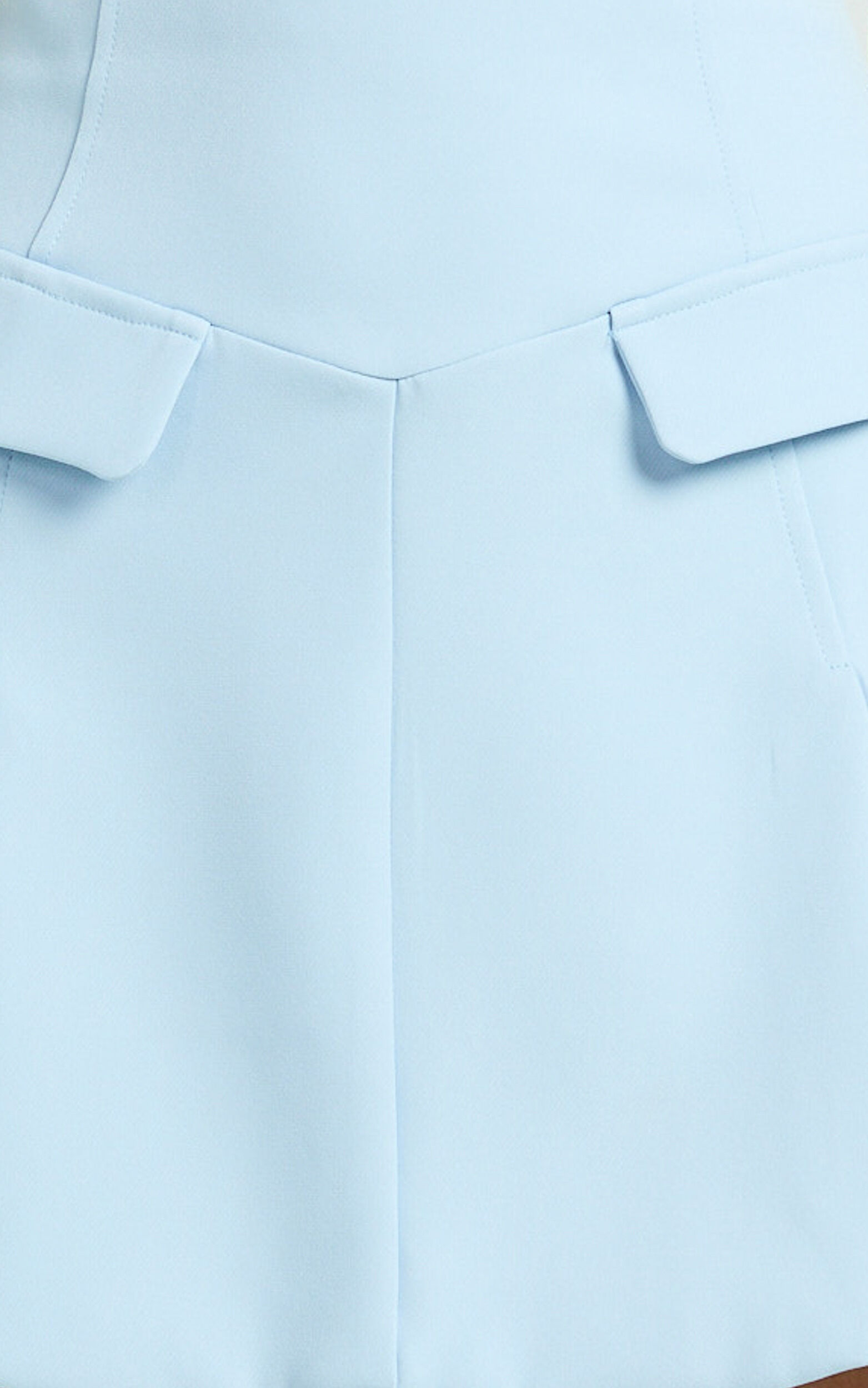 Darius Mini Dress - Cap Sleeve Slit Neck Fit And Flare Dress in Powder Blue