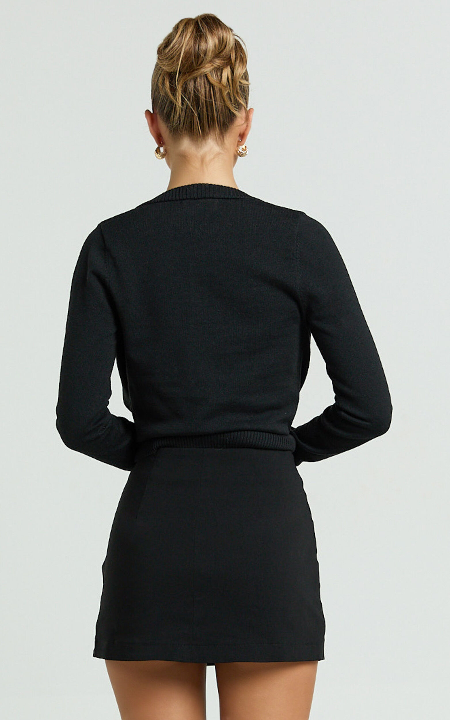 Allie Skort - High Waisted Thigh Split Mini Skort in Black