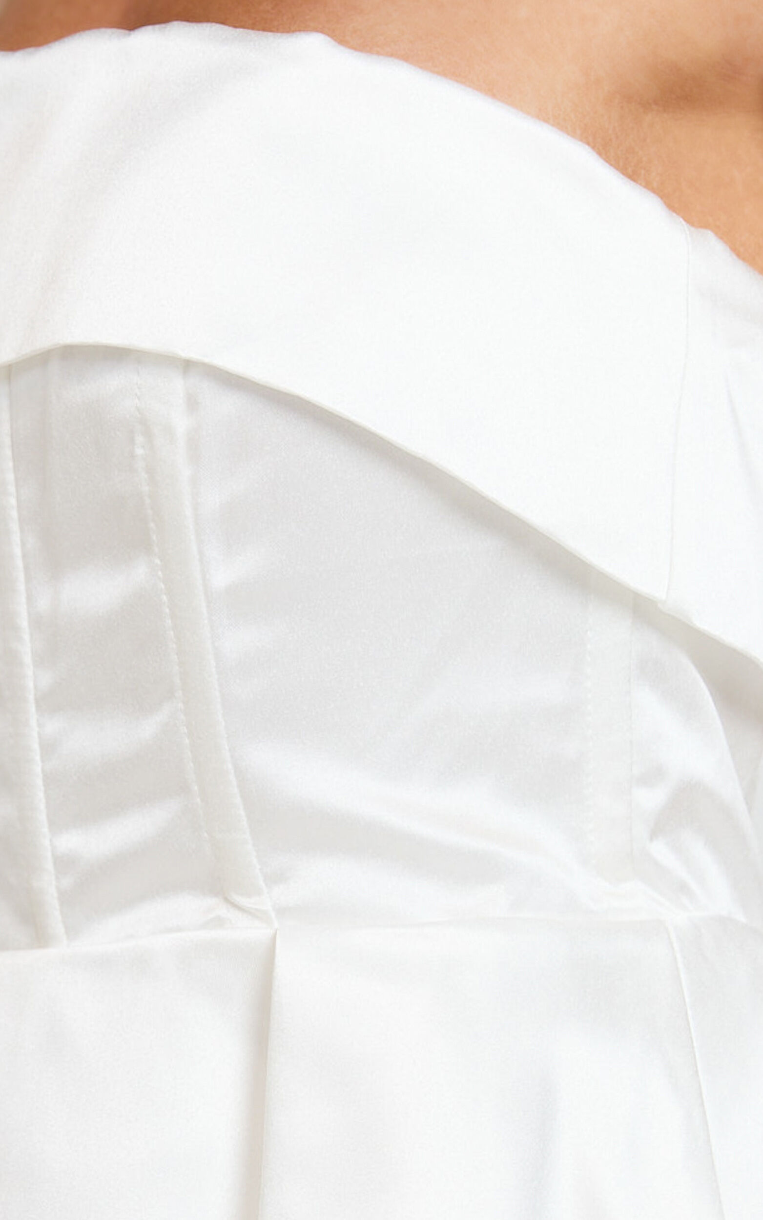 Valora Mini Dress - Strapless Fit and Flare Satin Dress in Ivory