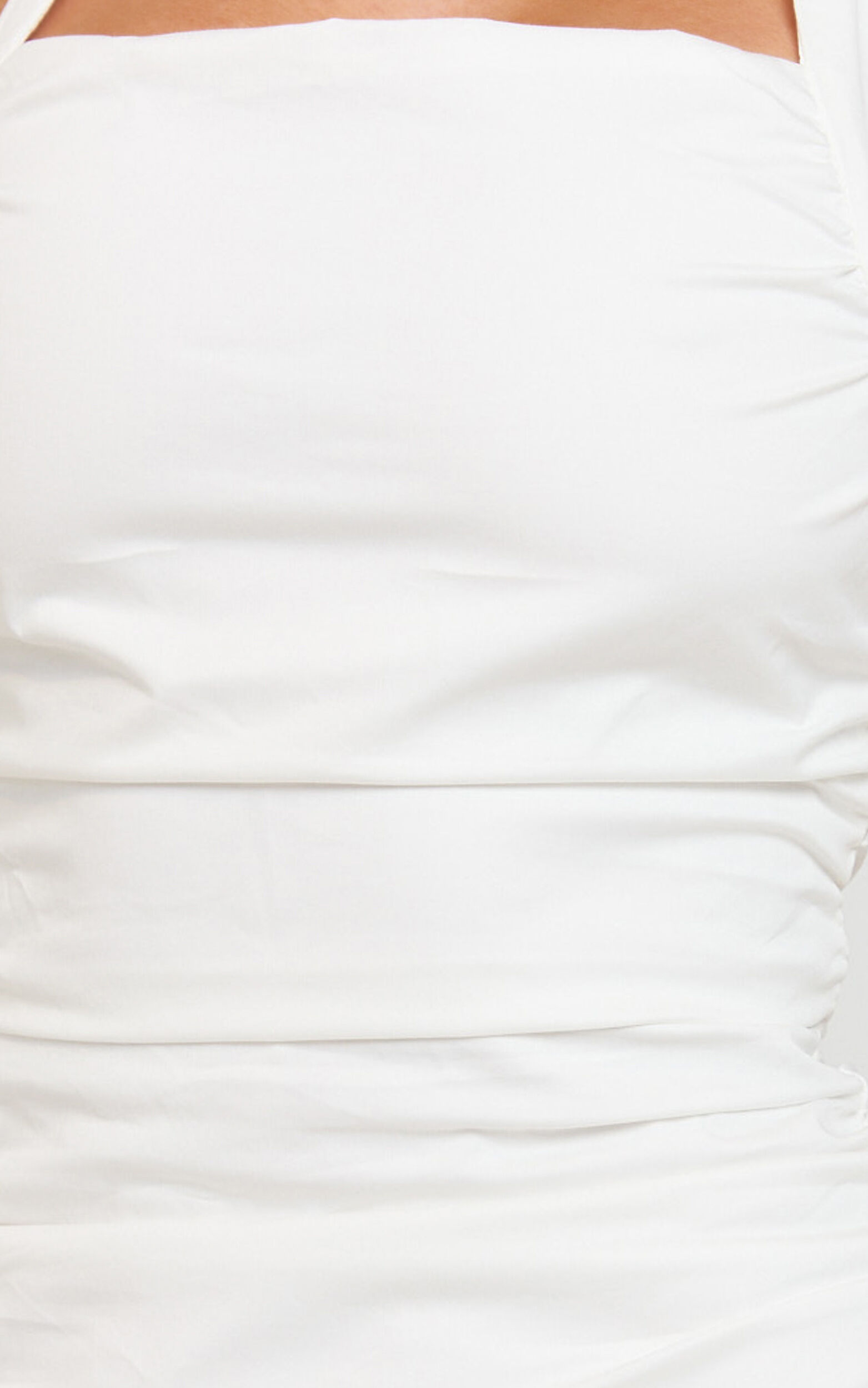 Danielle Mini Dress - Halter Straight Neck Bodycon Dress in Off White