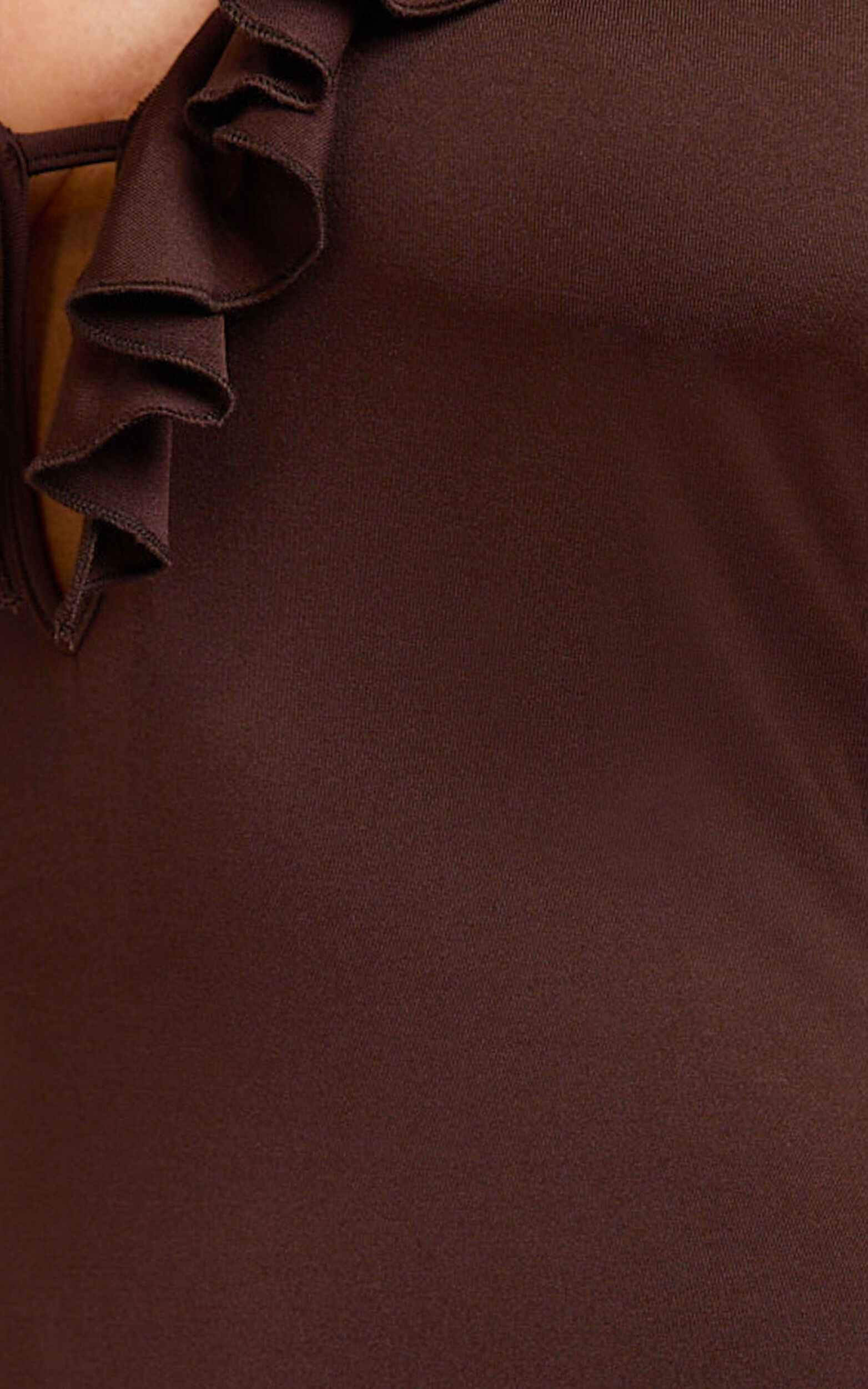 Izira Maxi Dress - Jersey Plunge Keyhole Bodycon Dress in Chocolate