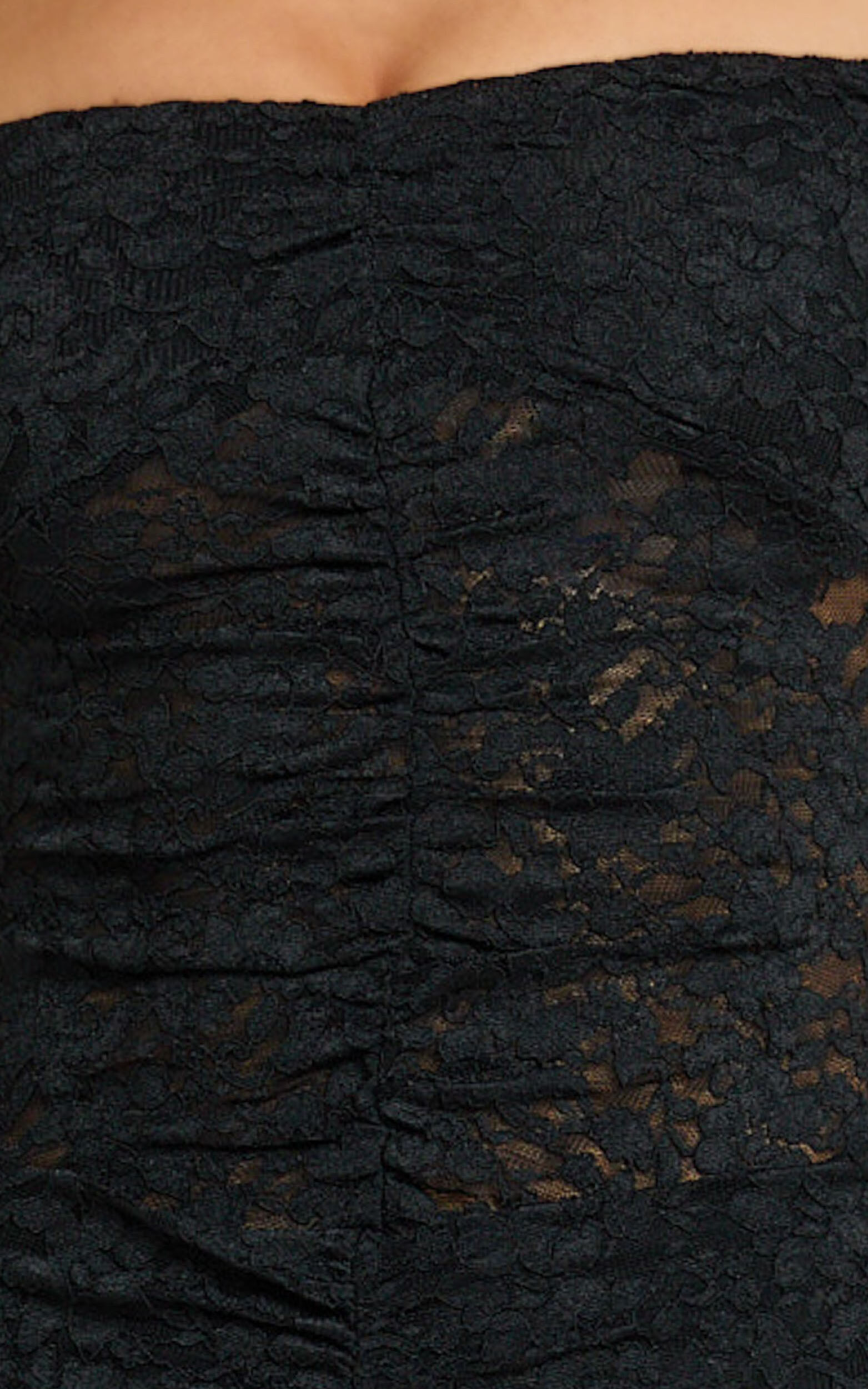 Brenda Maxi Dress - Lace Scoop Neck Keyhole Bodycon Dress in Black