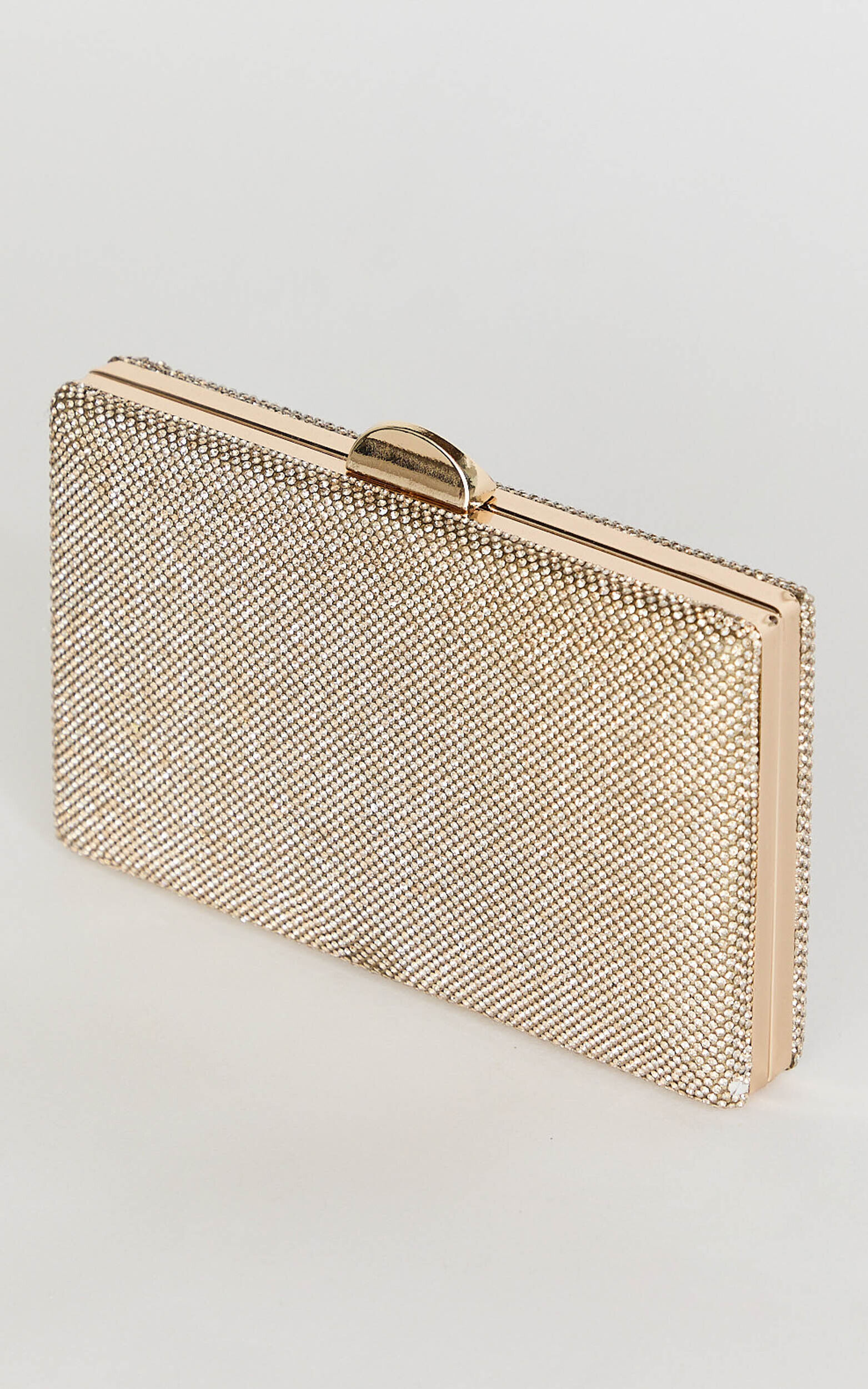 Becca Bag - Sequin Clutch Bag with Hardware Detail in Gold