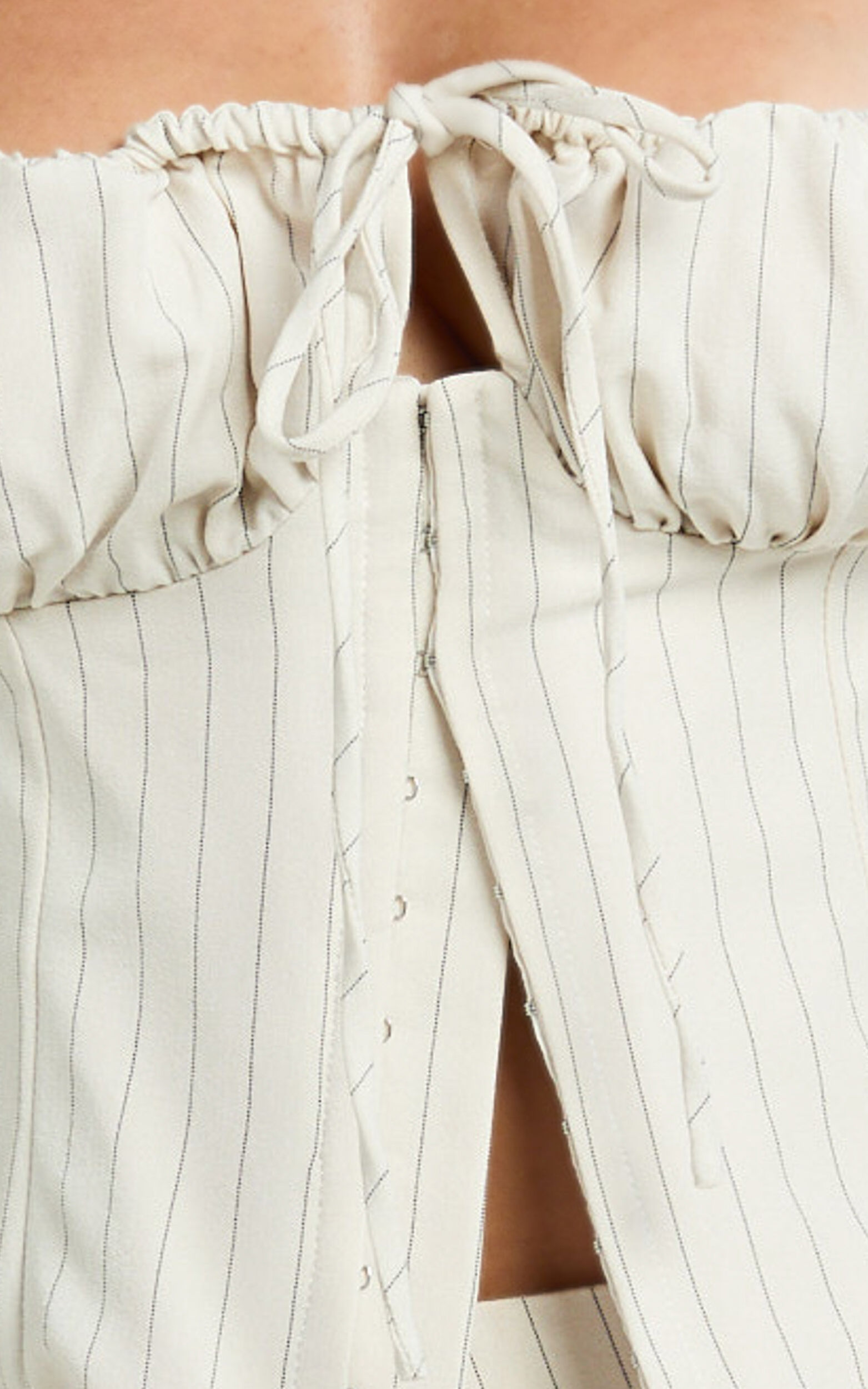 Susannah Top - Ruched Square Neck Bustier Top in Cream