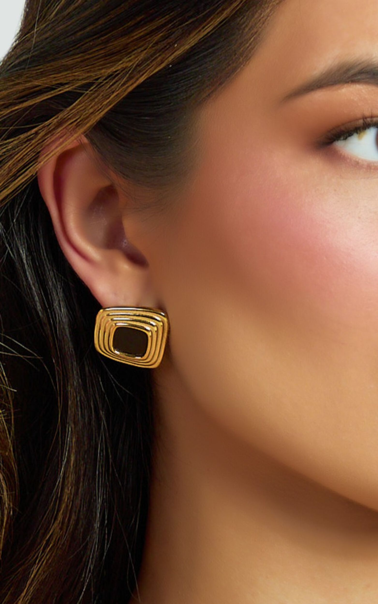 Gena Earrings - Square Stud Earrings in Gold