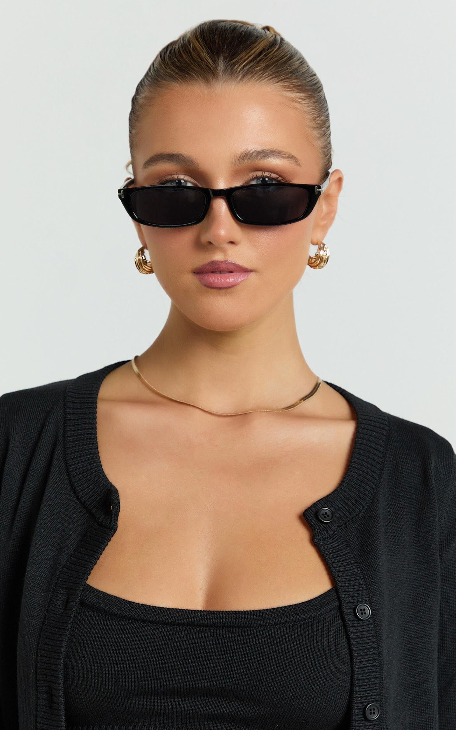 Colette Sunglasses - Small Rectangle Sunglasses in Black