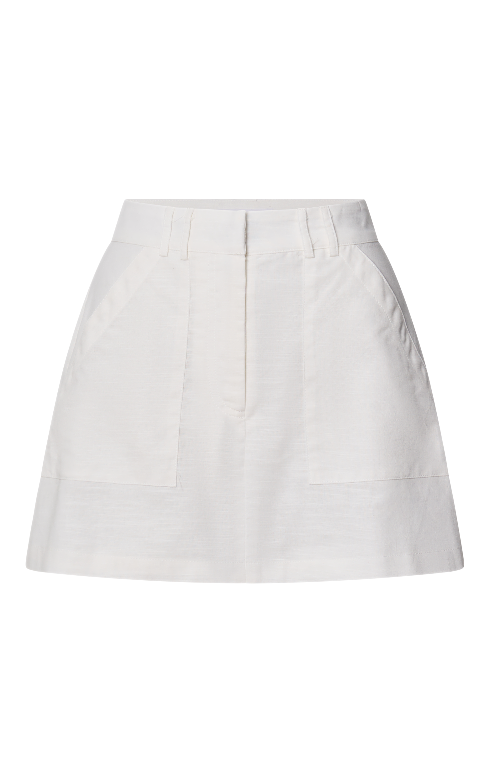 Dream Linen Blend Skort - High Waisted A Line Skort in Off White