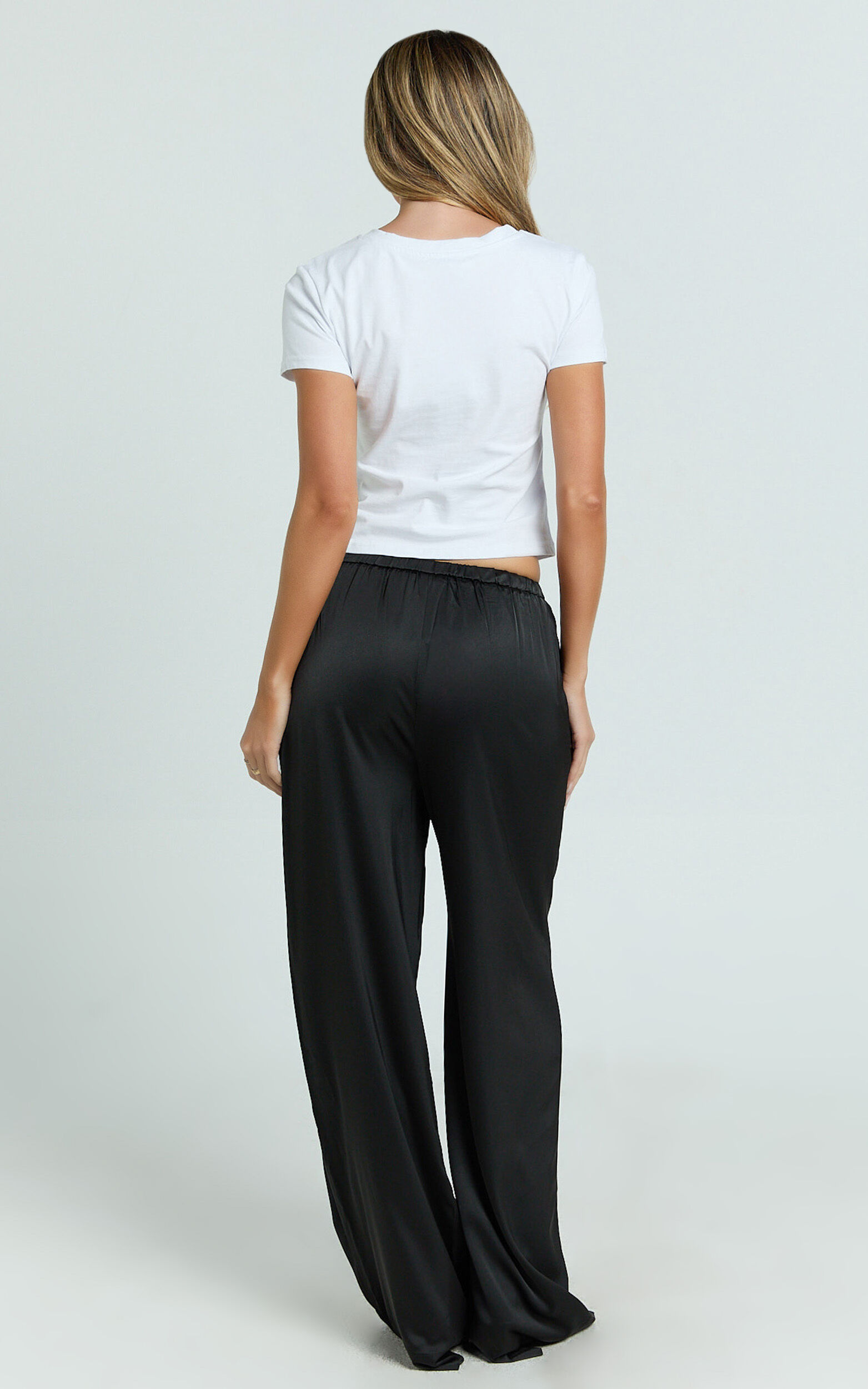 Gloria Pants - Low Rise Straight Leg Pants in Black