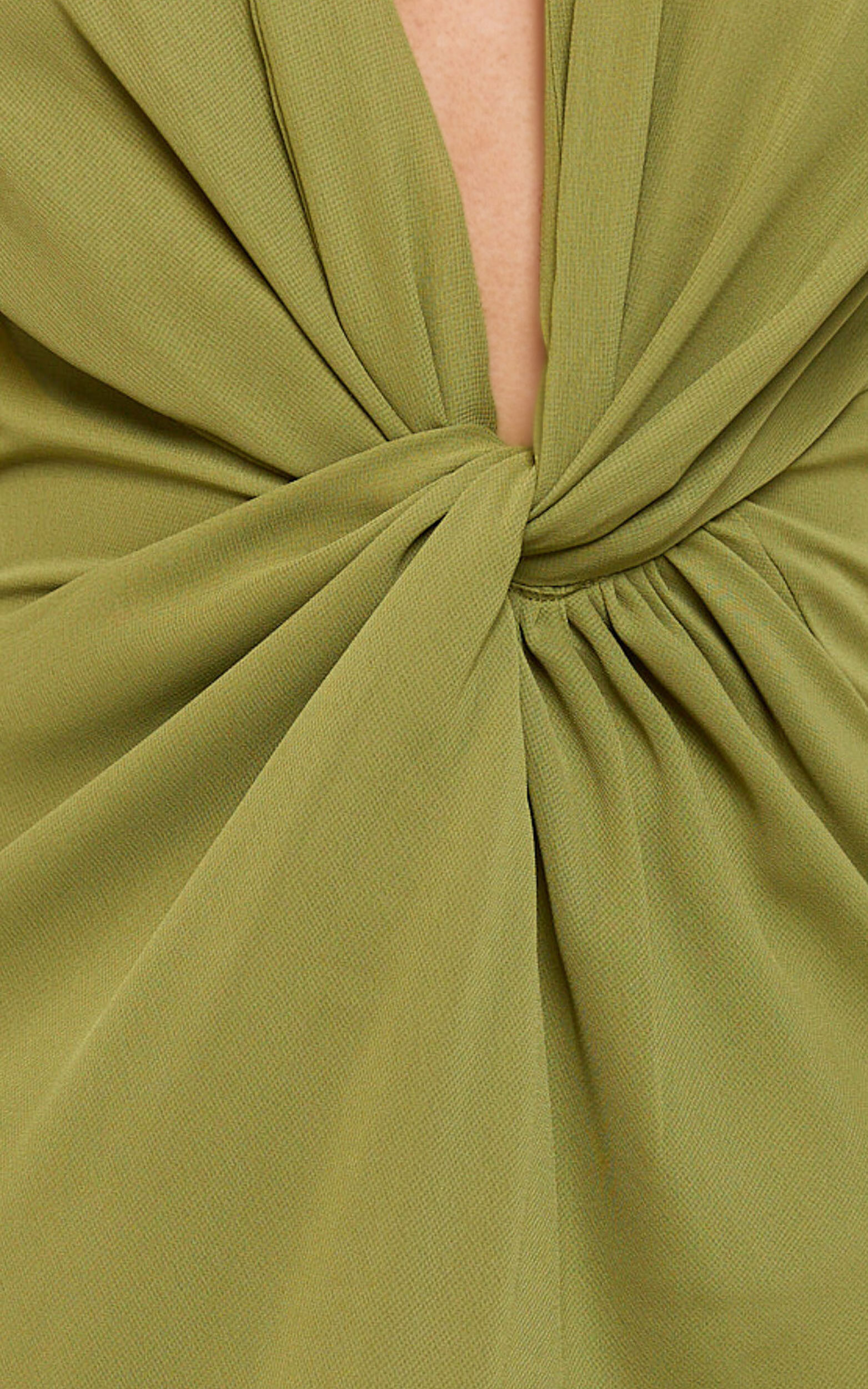 Tamara Maxi Dress - Plunge Neck Ruched Open Back Dress in Sage