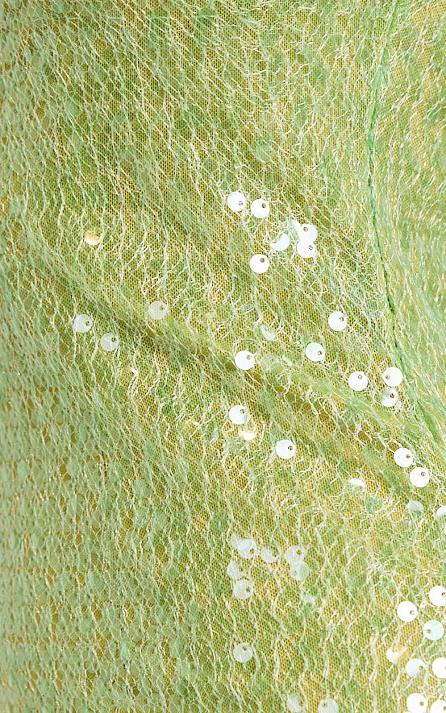 Sierra Midi Dress - Sequin Square Neck Bodycon Dress in Green