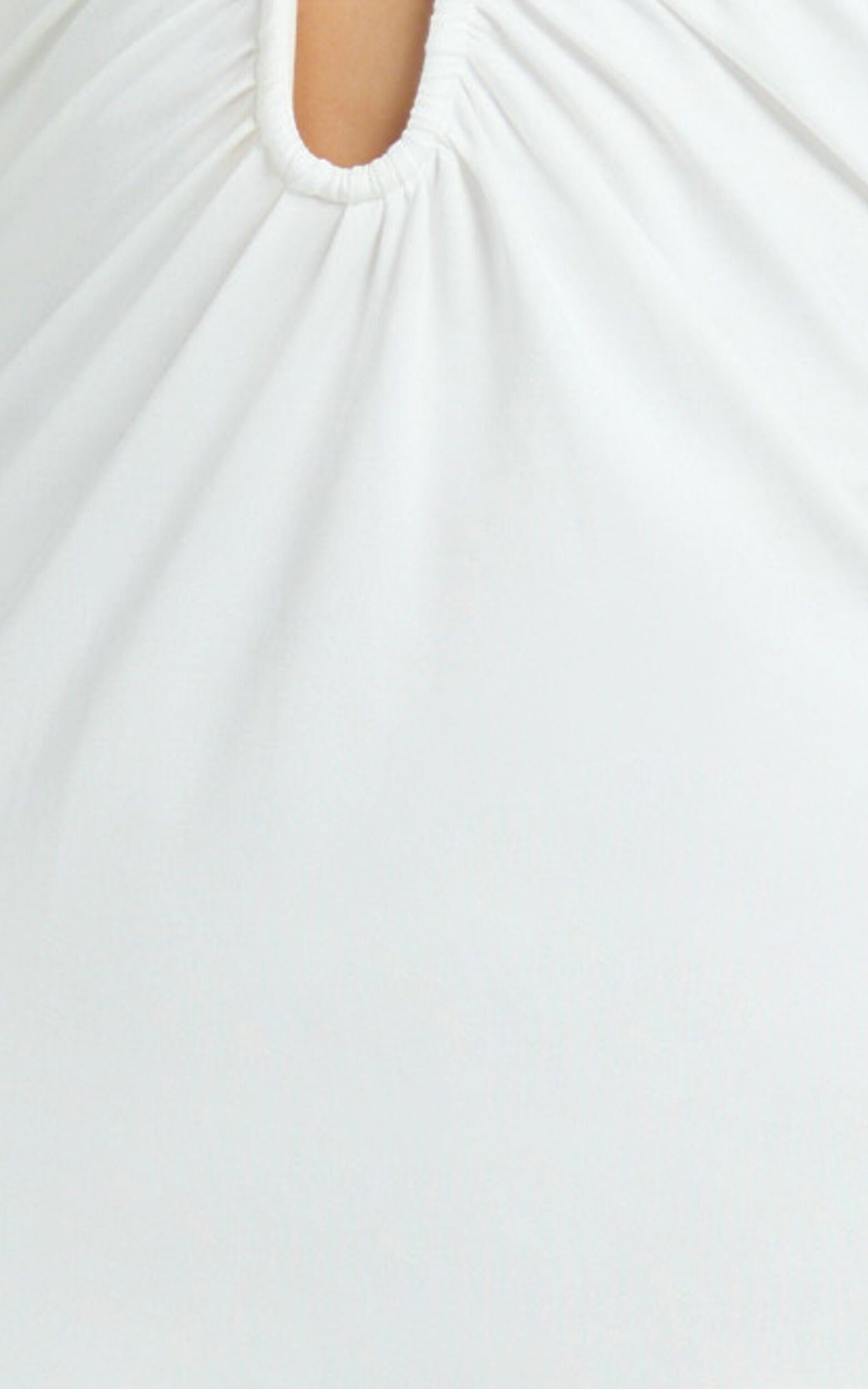 Denise Maxi Dress - Halter U Ruched Neck Cut Out Jersey Dress in White