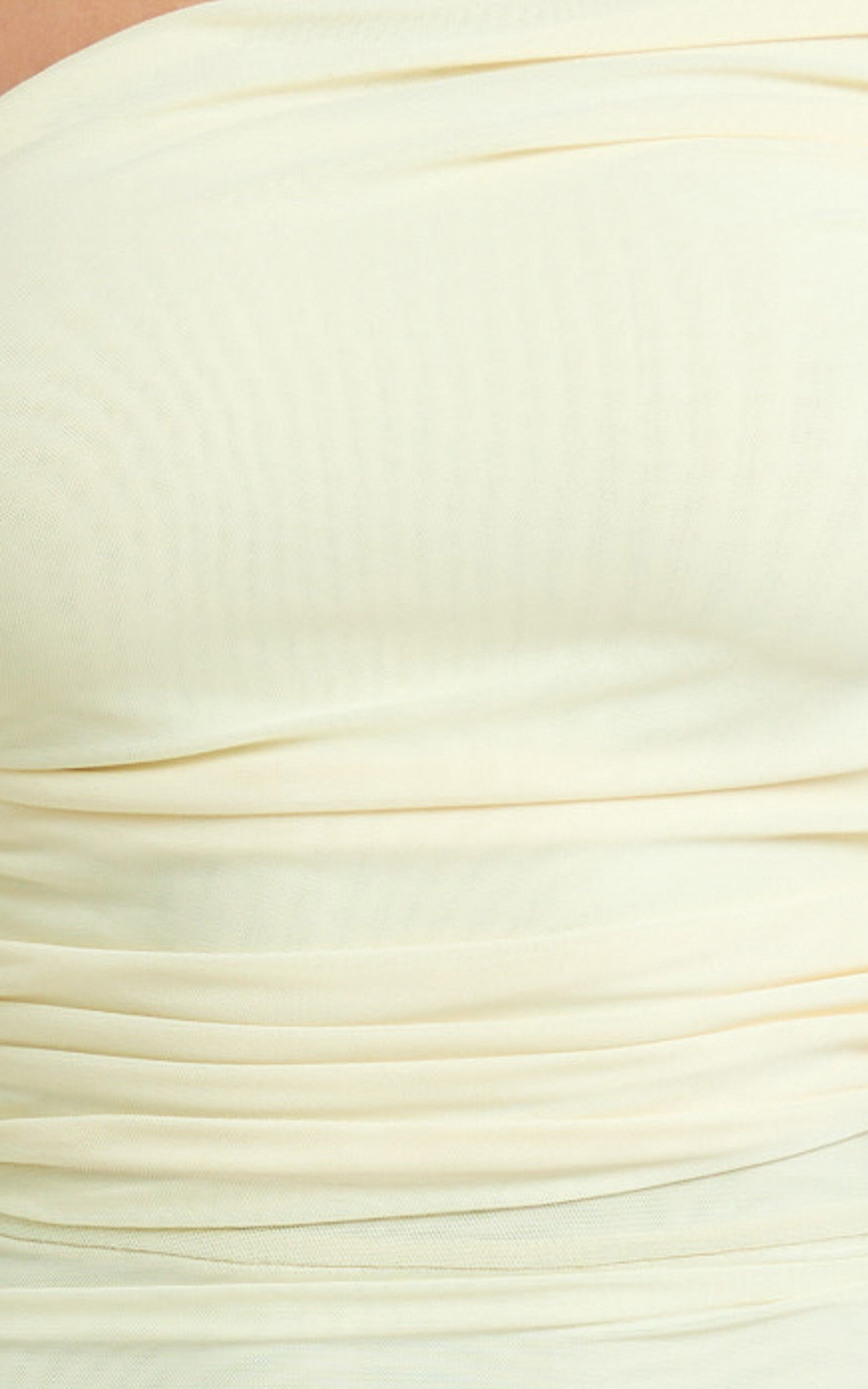 Imelda Mini Dress - Tipped Off Shoulder Long Sleeve Ruched Fitted Skirt Dress in Lemon