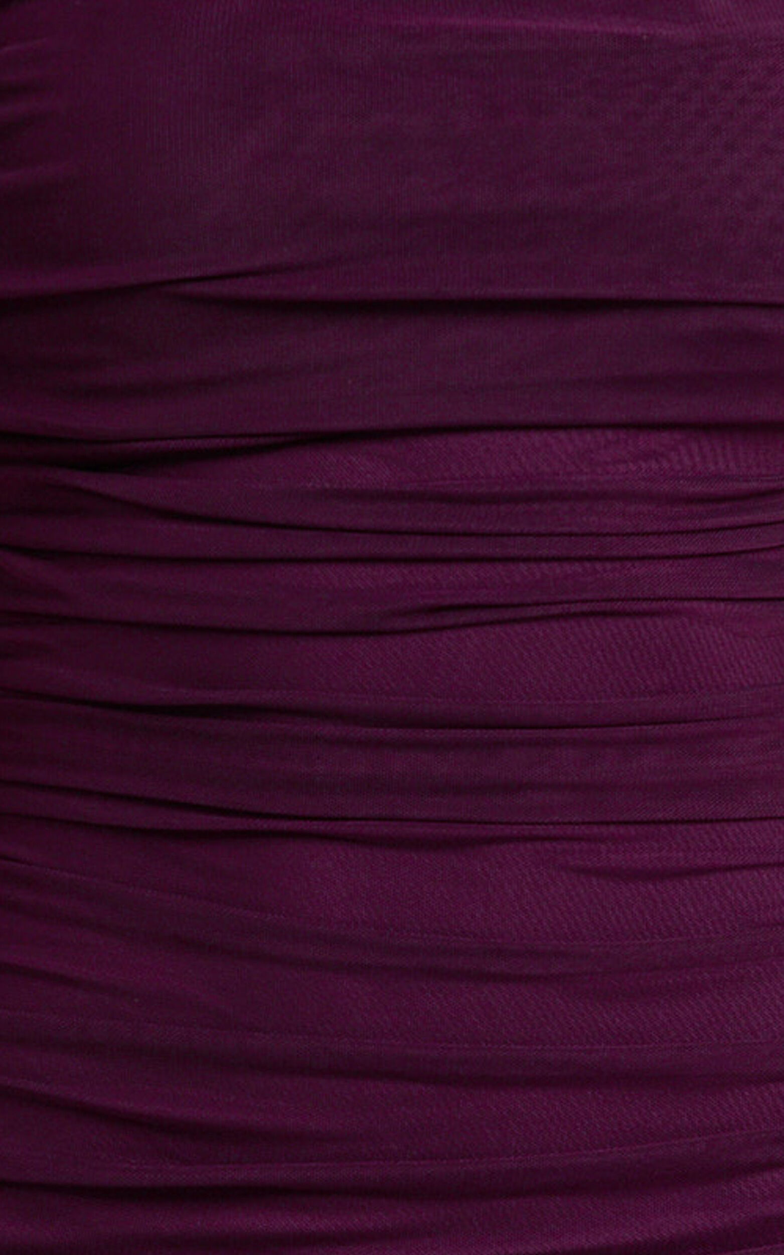 Hermie Mini Dress - Off Shoulder Ruched Mesh Draped Dress in Wine