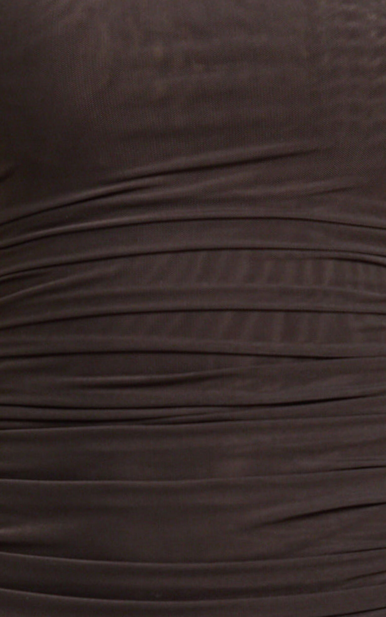 Georgia Maxi Dress - Mesh One Shoulder Ruched Bodycon Dress in Chocolate